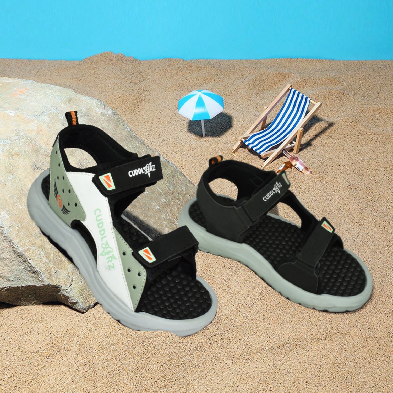 Ajanta Kids Sandal | Stylish Outdoor Sandals for Boys | Lightweight and Comfortable | Velcro Adjustable | Anti-Skid Sole, Open-Toe