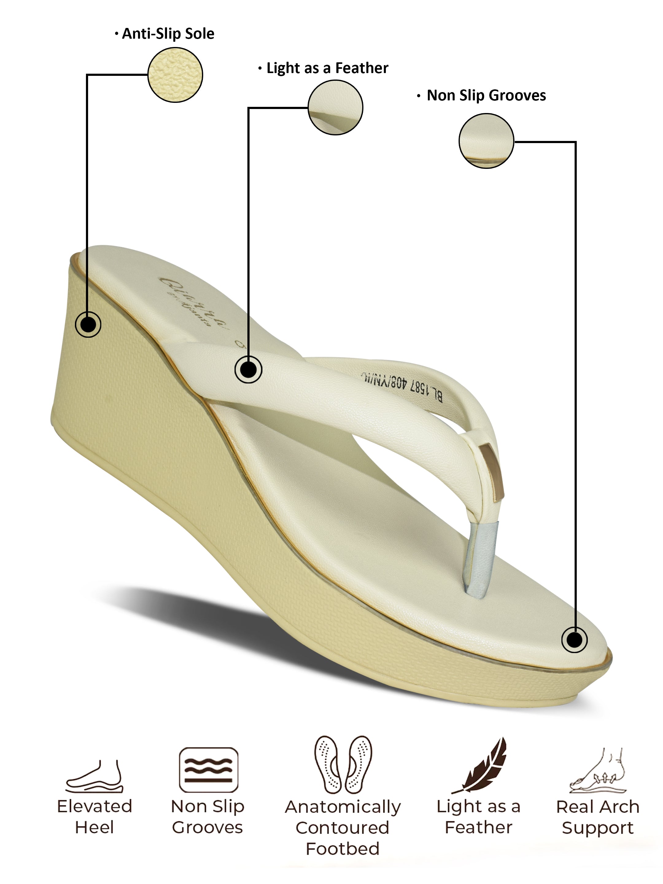 AJANTA Black Platform Sandals for Women with Heels – Fashionable, Lightweight,Trendy Open-Toe Heels for Casual & Evening Wear BL1587