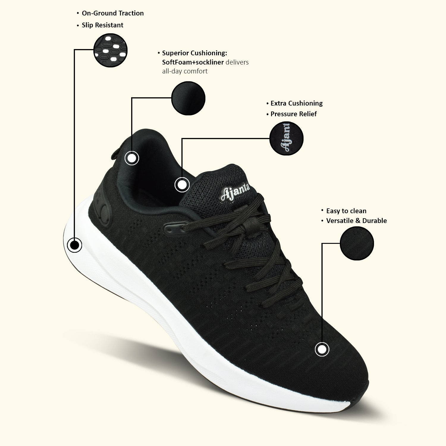 Ajanta Aether Runner Running Shoes | All-Day Style| Lace-Up Shoes |Cushioned & Daily Wear Outdoor shoes EG1047