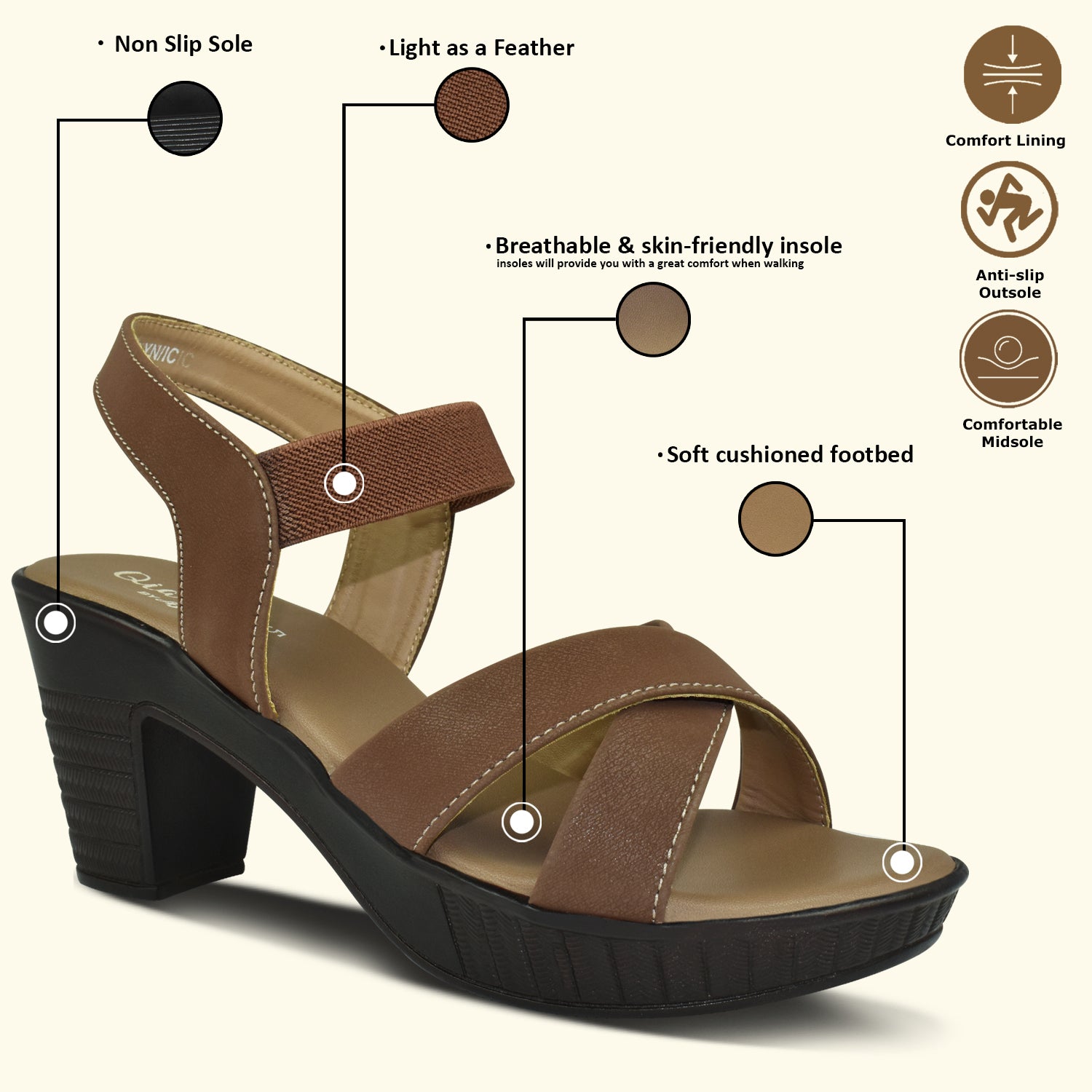 AJANTA Women Fashion Heel Sandals | Lightweight Stylish, Elegant, Comfy For Daily & Party Use EL4018