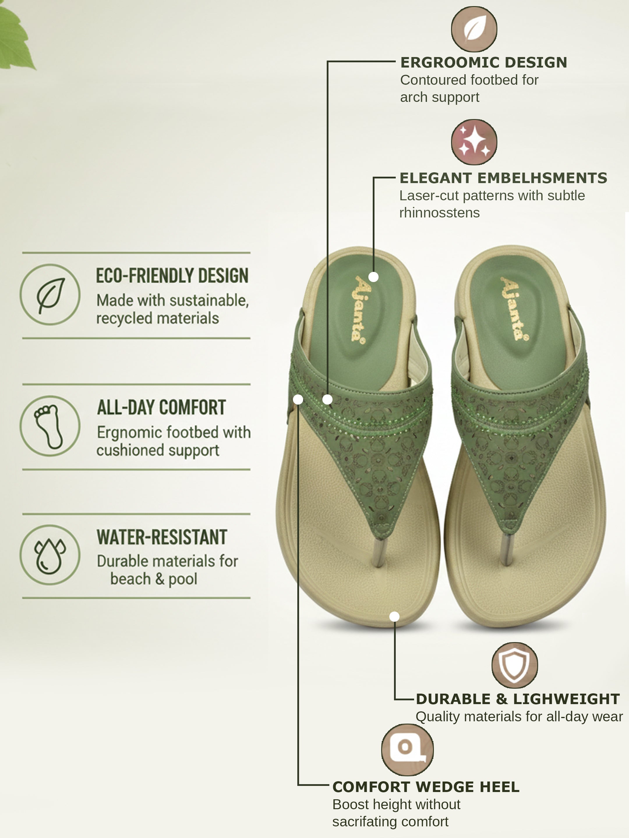 Ajanta Womens Stylish Trendy Lightweight Slip on sandal for casual wear and regular use EL1012