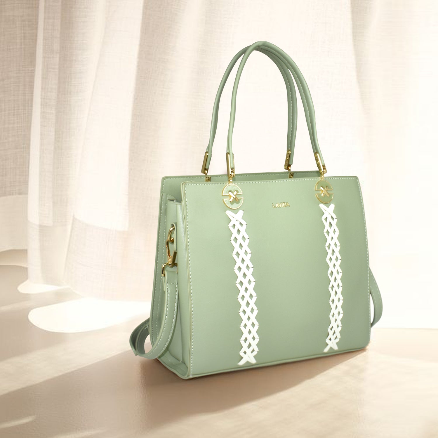 QIARRA by Ajanta Green Synthetic Handbag for Women | 2 Compartments | Detachable Sling Strap | Stylish Daily Use Bag-VB8016