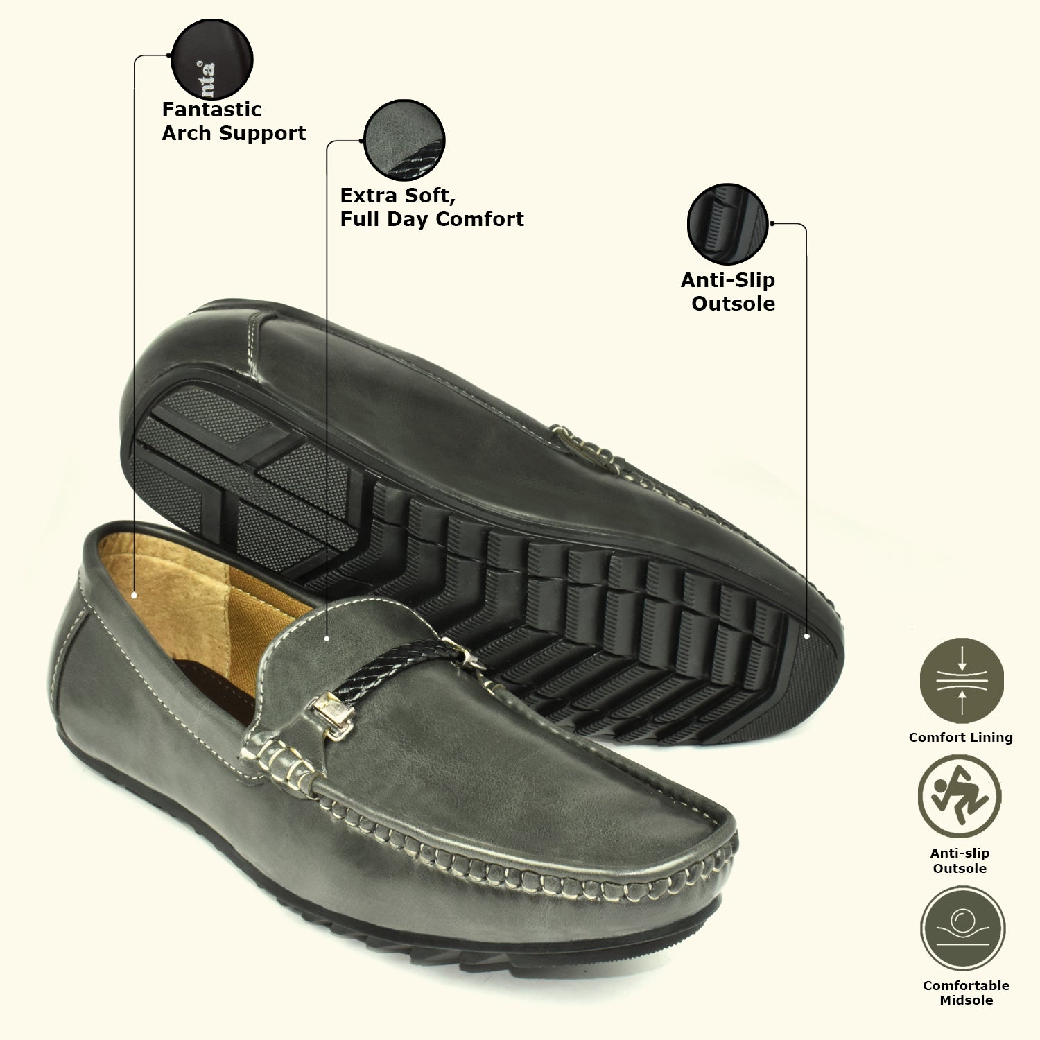 AJANTA Loafers For Men| Soft Cushioned Insole | Super Flexible, Slip-On Shoes for Casual, Office & Everyday Wear EG4025
