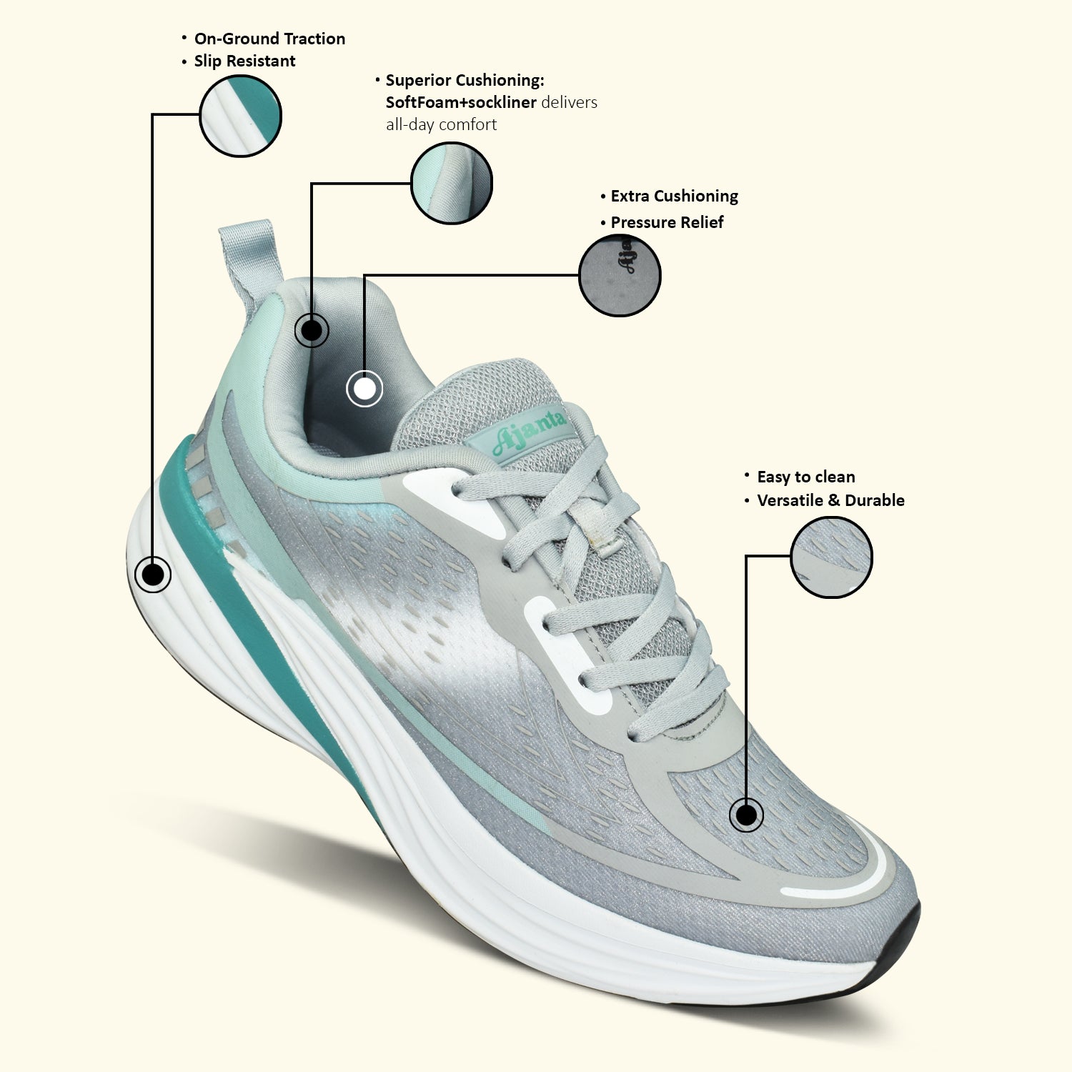 AJANTA ActiveMesh Pro Breathable Men’s Athletic Shoes with Comfort-Fit and Cushioned Sole EG1052