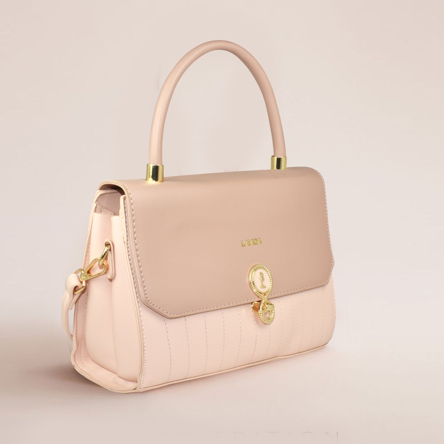 QIARRA by Ajanta Peach Synthetic Sling Bag for Women | 2 Compartments | Buckle Lock | Zipper Chains | Handle Detachable Sling Strap-VB8019