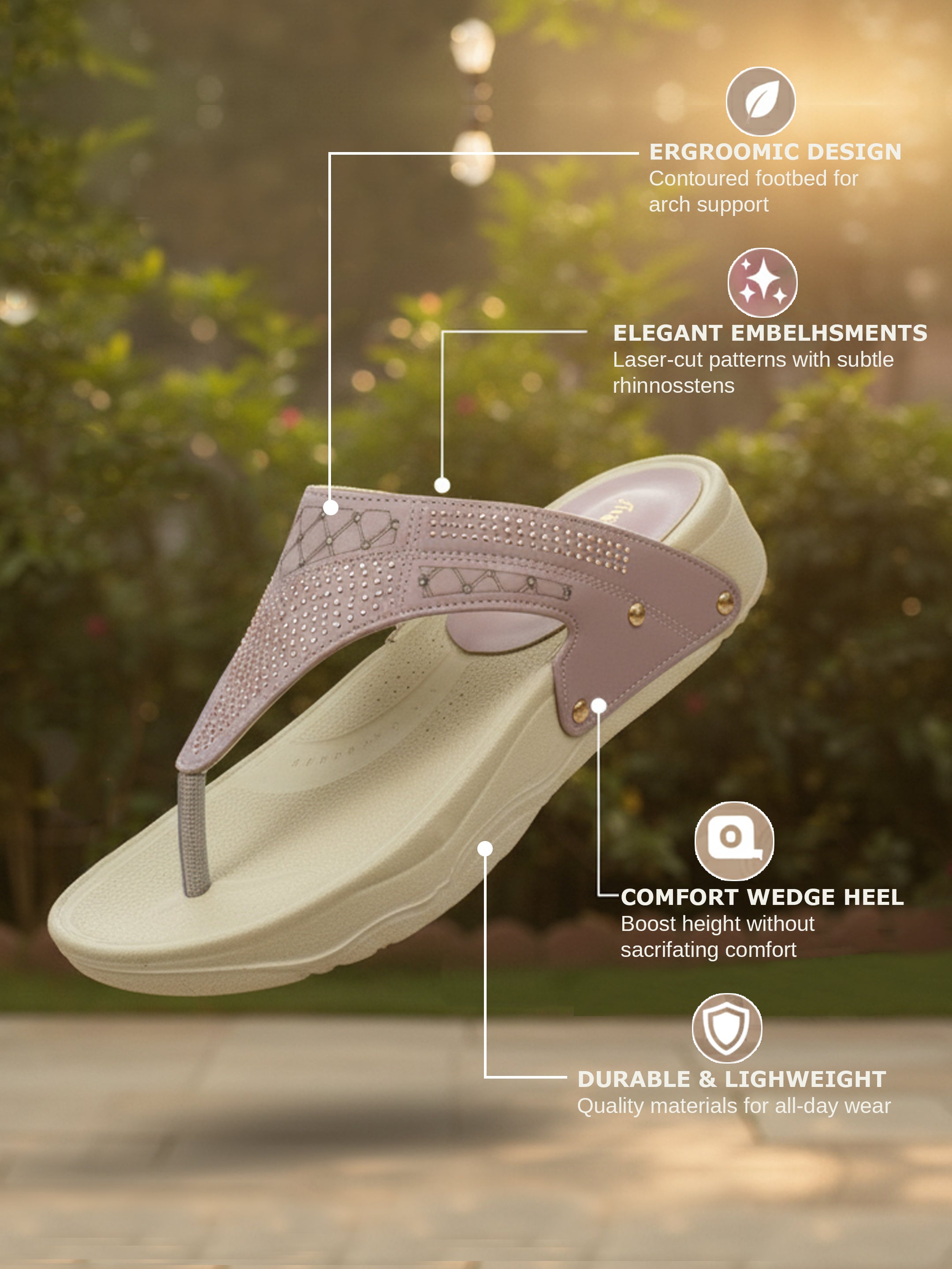 Ajanta Womens Stylish Trendy Lightweight Slip on sandal for casual wear and regular use EL1011