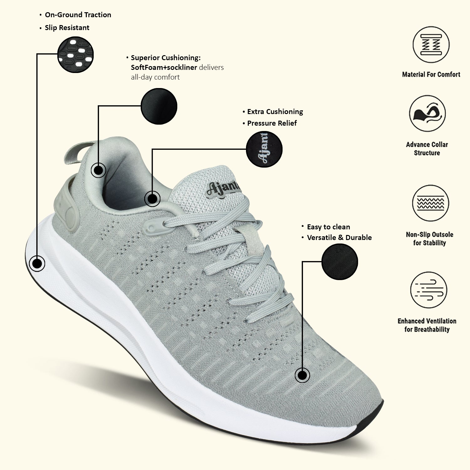 Ajanta Men’s Lightweight Breathable Sport & Casual Running Shoes