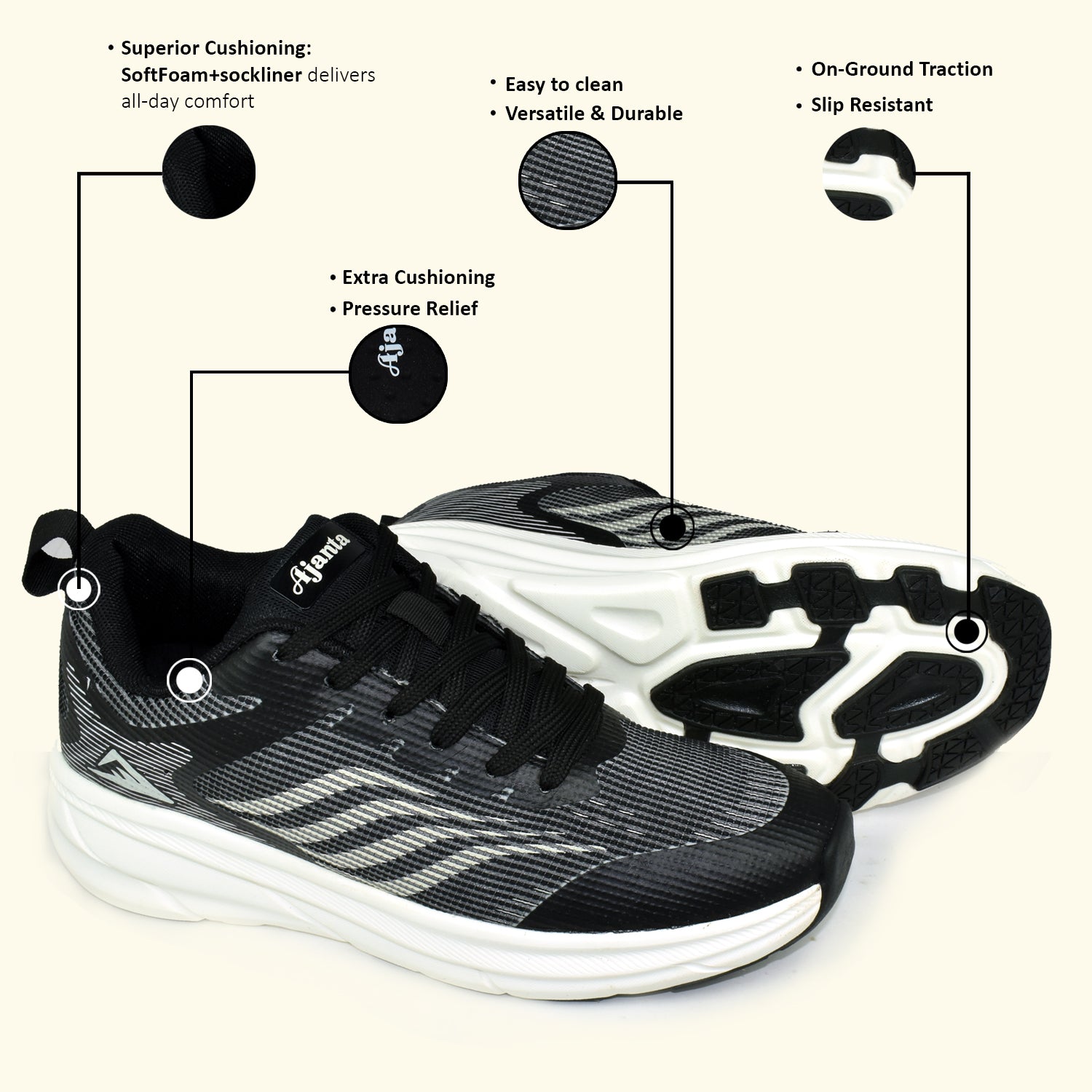 AJANTA Street Motion Sports shoe | Lightweight and Durable Athletic Shoes |Perfect for Sports, Fitness, and Daily Workouts EG1039