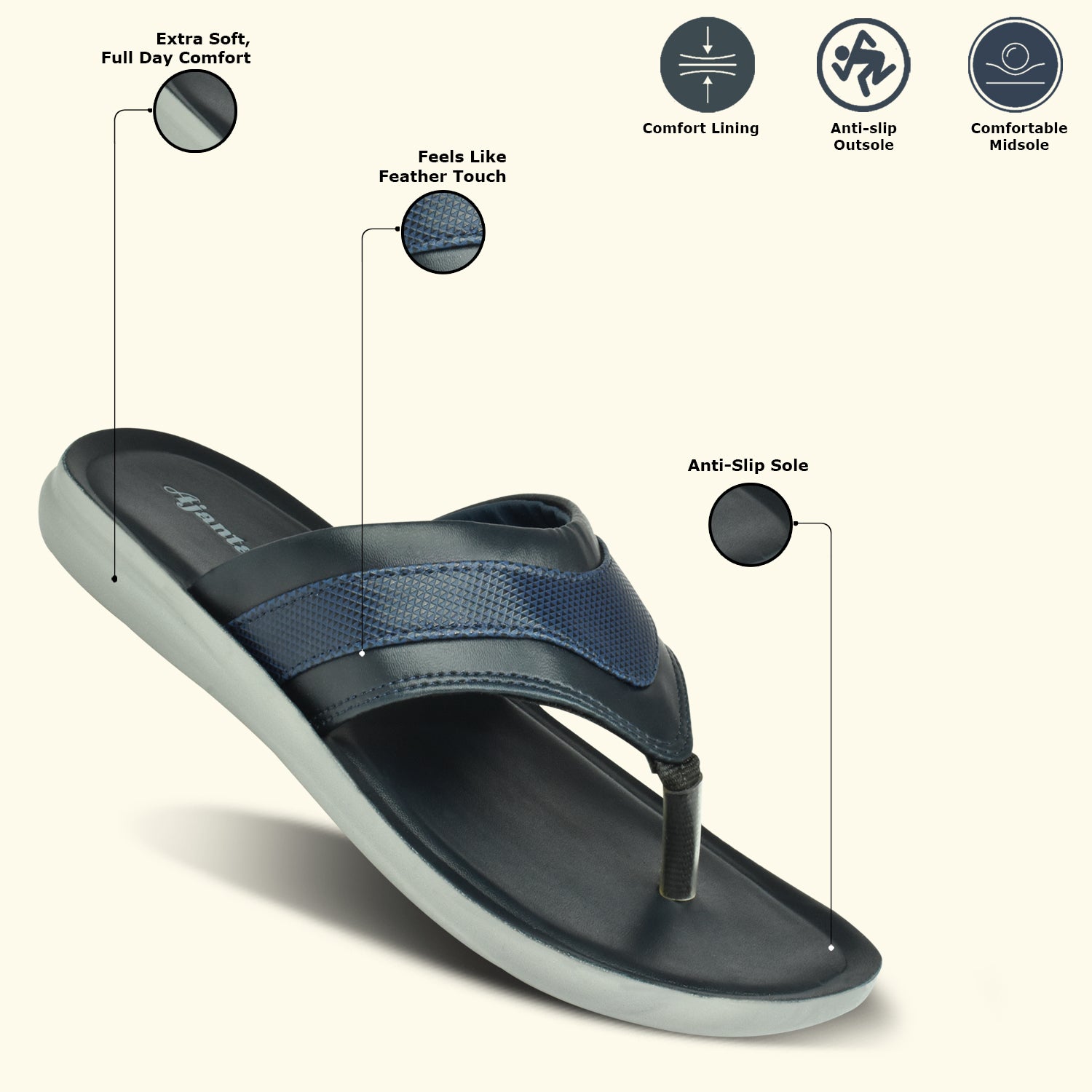 AJANTA Men Slipper| Casual Floaters |Home Use |Daliy-Wear|Anti Slip Outdoor Slipper For Men's And Boy's EG3016