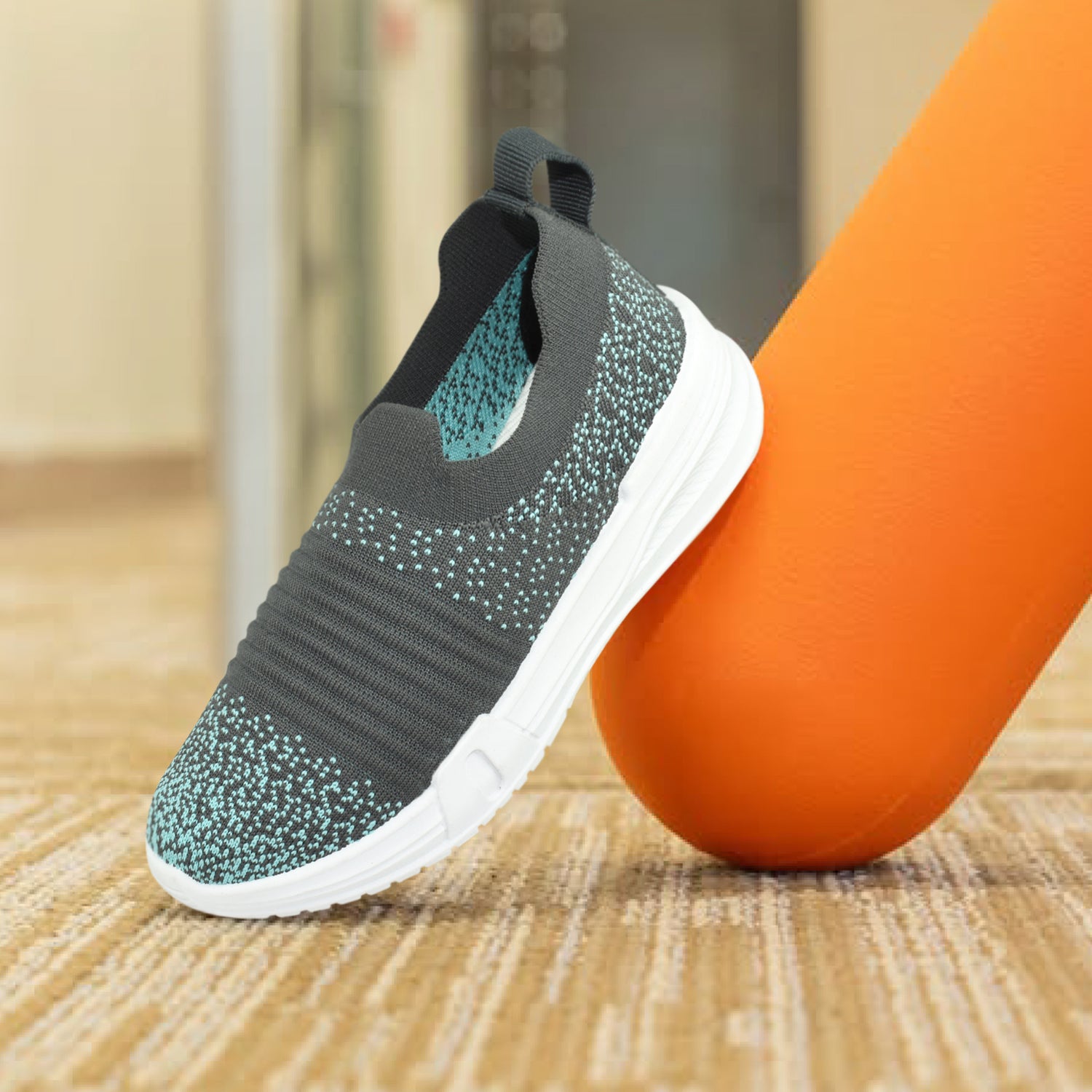 AJANTA Kid’s Grey Brethable Flynet Upper Anti-skid Slip-On Sports Shoes EK2010