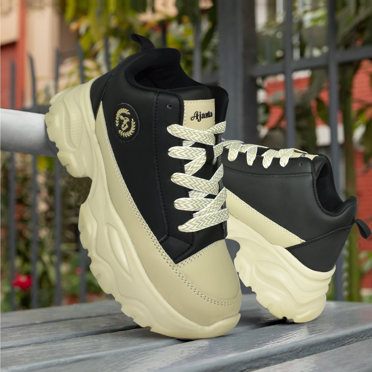 AJANTA Women Bold Black Lightning Chunky Sneakers | Stylish,Lightweight,Comfortable,Trendy Streetwear Sneakers EL5045