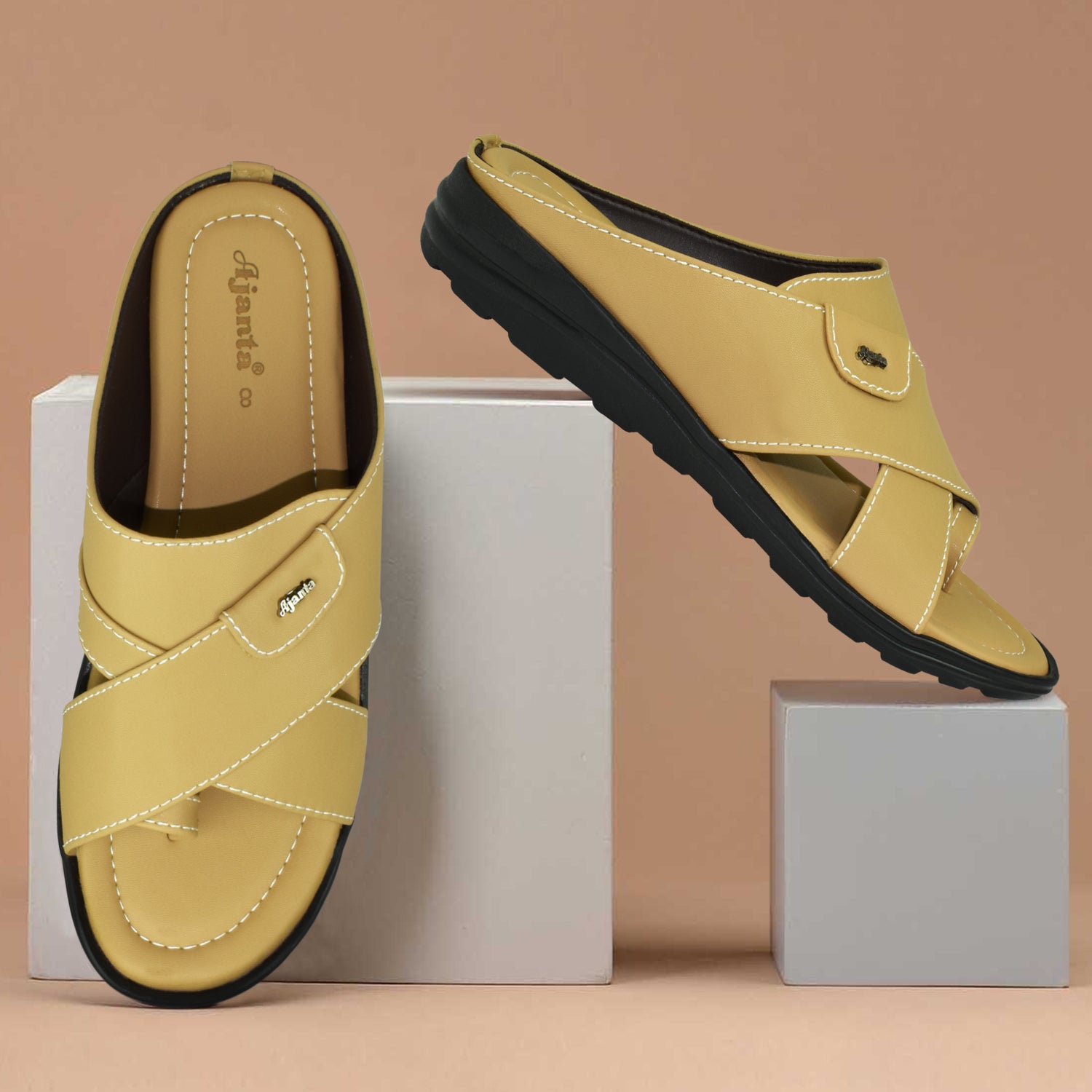 AJANTA Men Flats Sandal / Casual-Look Men’s Sandals / Classic Slip-On Sandal CG0847