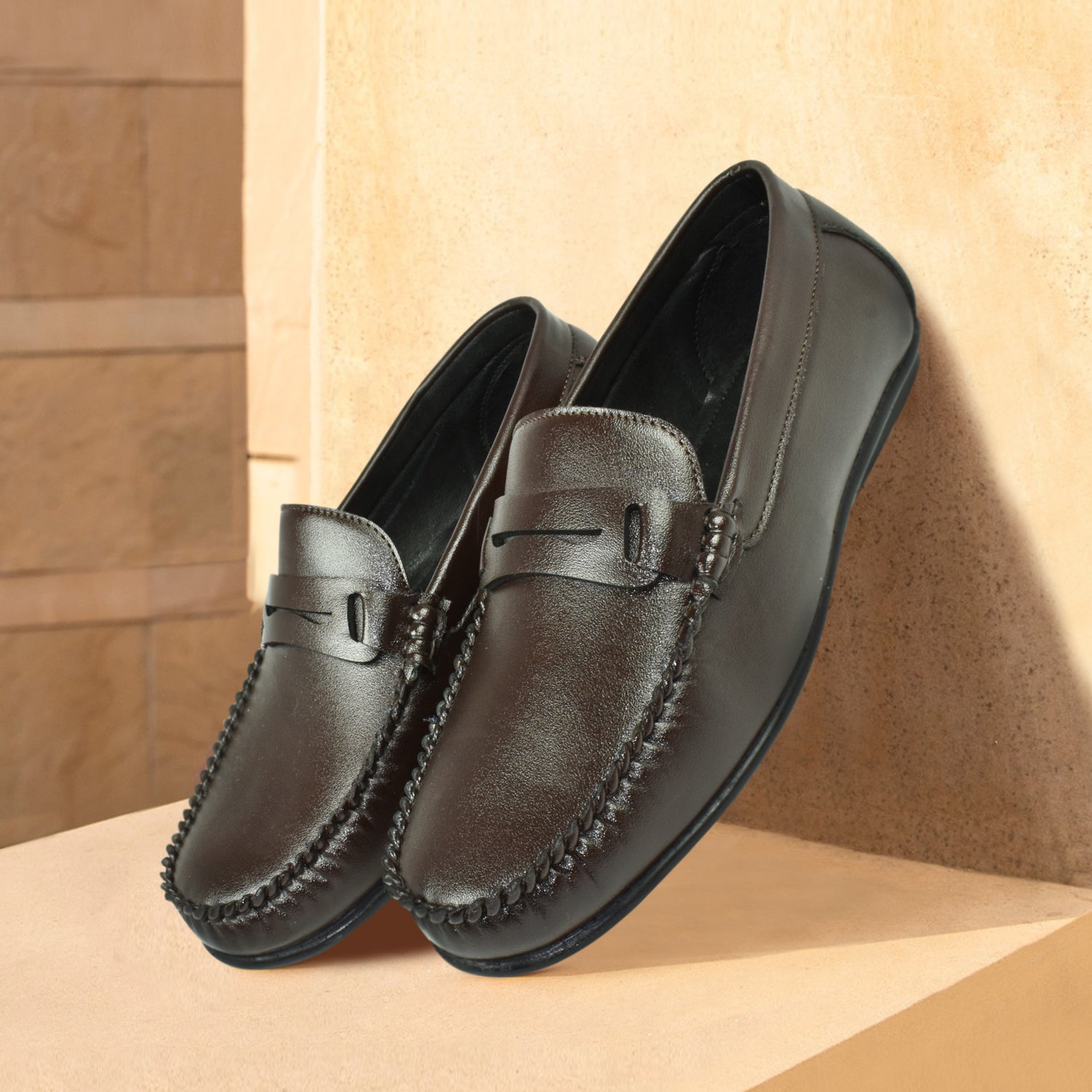 AJANTA Brown Loafers For Men| Soft Cushioned Insole | Super Flexible, Slip-On Shoes for Casual, Office & Everyday Wear EG4019