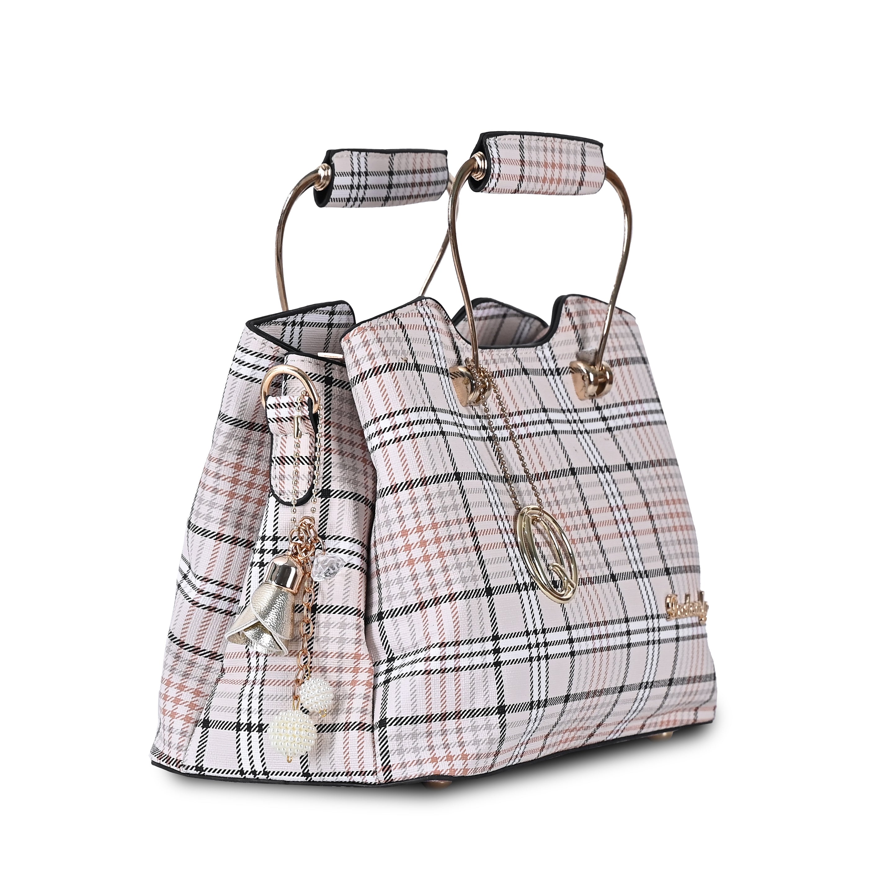 QIARRA Women's Multicolor bag, Trendy Handbag, Stylish & Fashionable Check Pattern Purse for Everyday Use VB8100