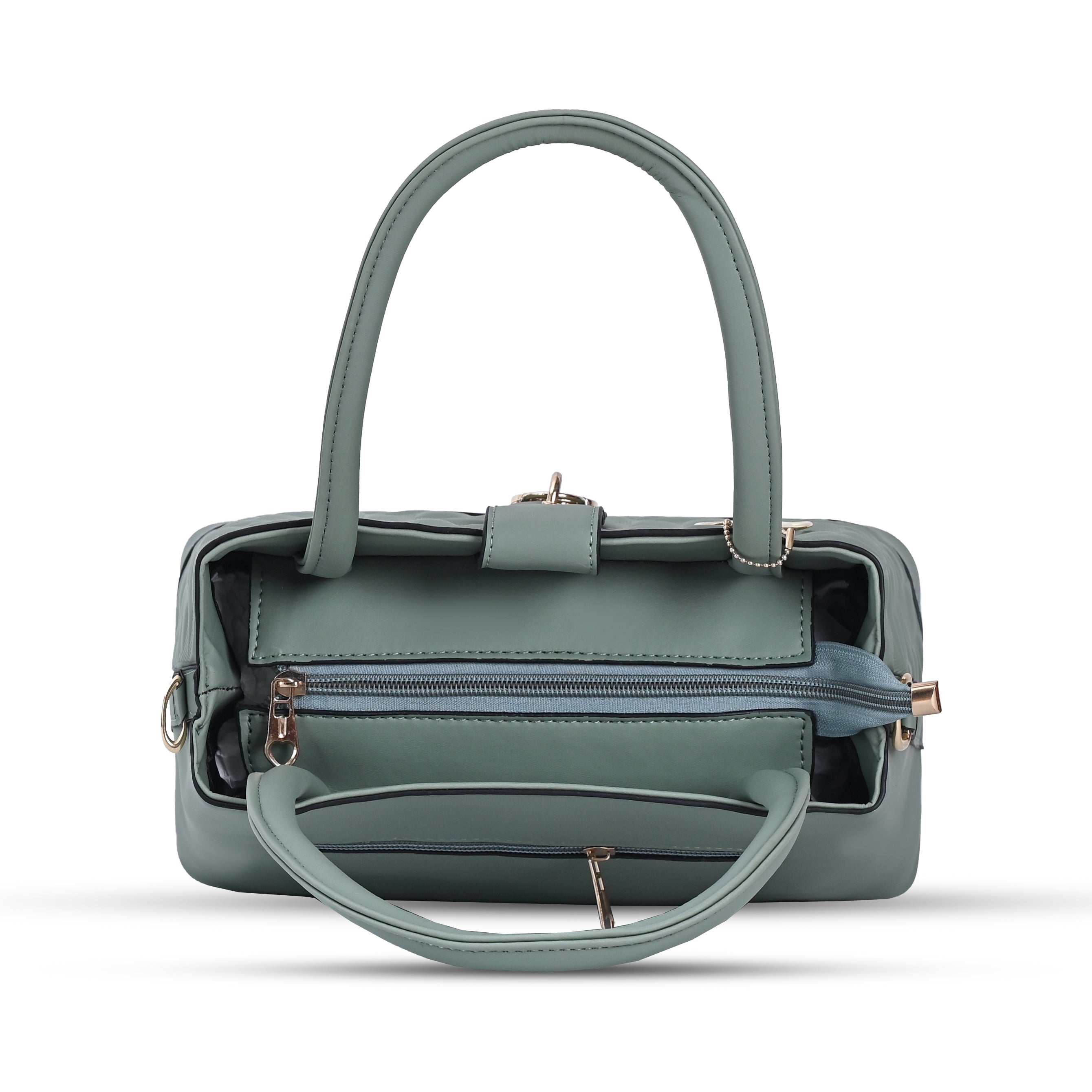 QIARRA Light Grey Luxe Artificial Leather Premium Textured Satchel Bag / Handbag with Detachable Slings VB8054