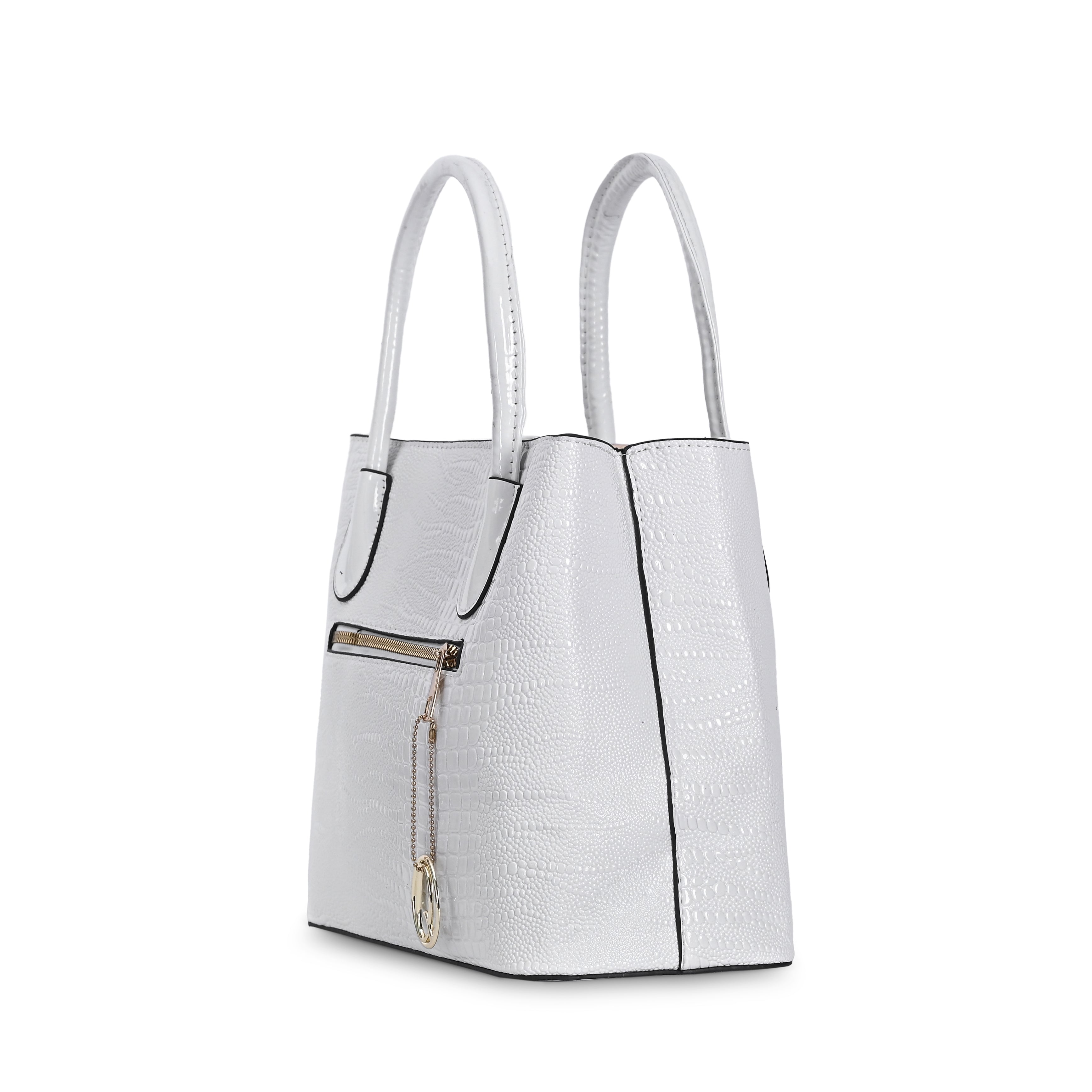 QIARRA Women White Premium Clutch Handbag, Soft & Secure Style Handbag for Women VB8084