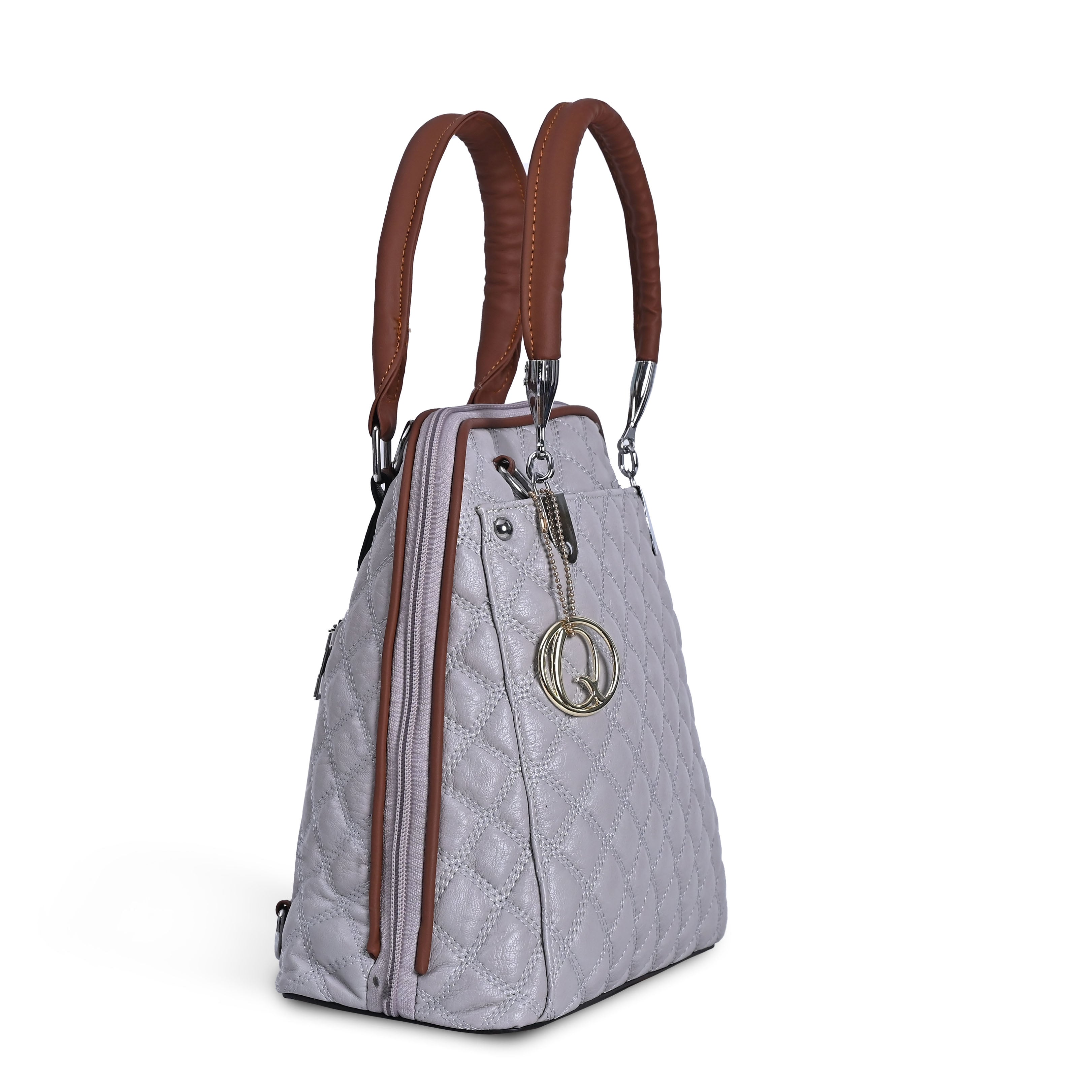 QIARRA Women's Off-White Hobo Handbag – Classic Soft Shoulder Bag with Zipper Closure VB8029