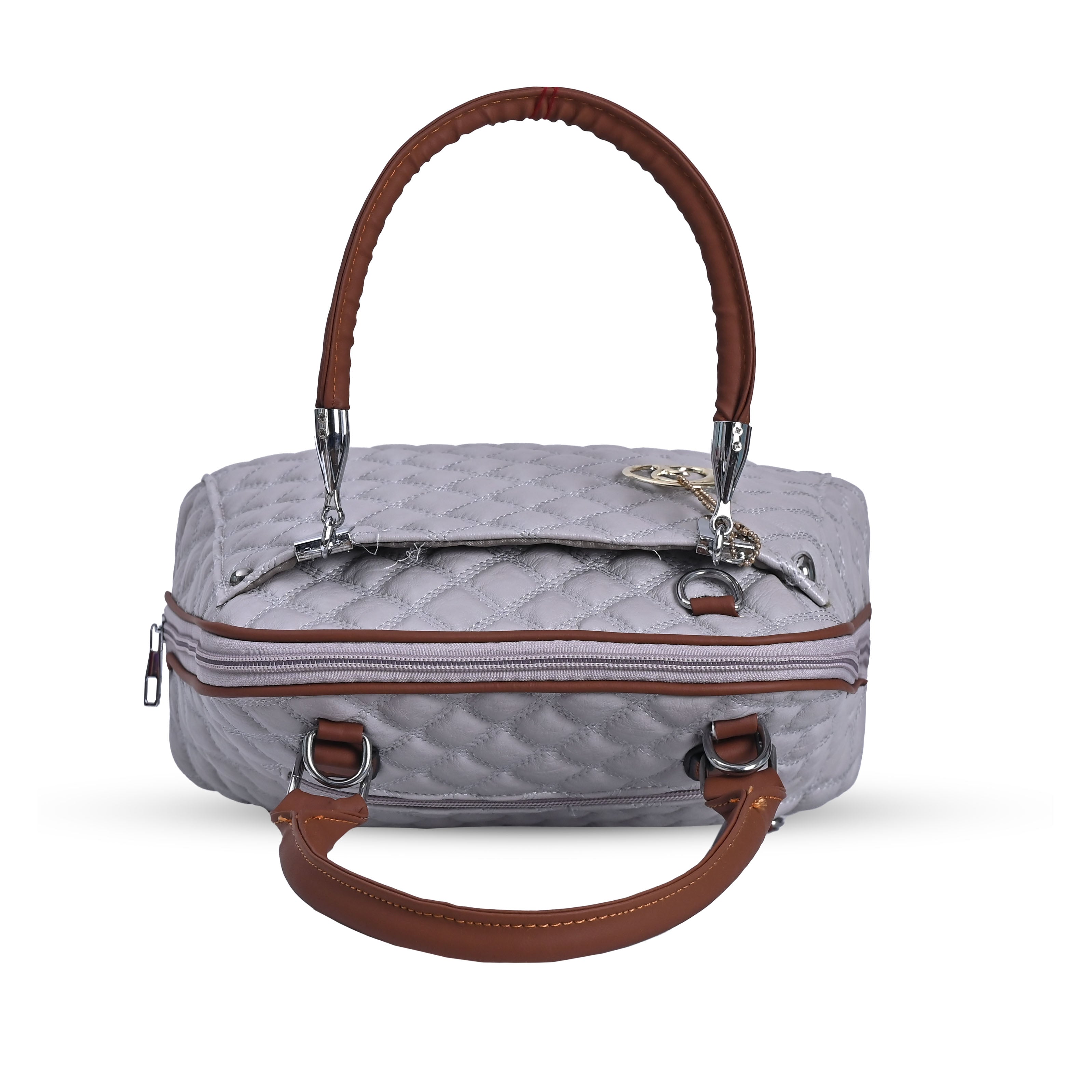 QIARRA Women's Off-White Hobo Handbag – Classic Soft Shoulder Bag with Zipper Closure VB8029