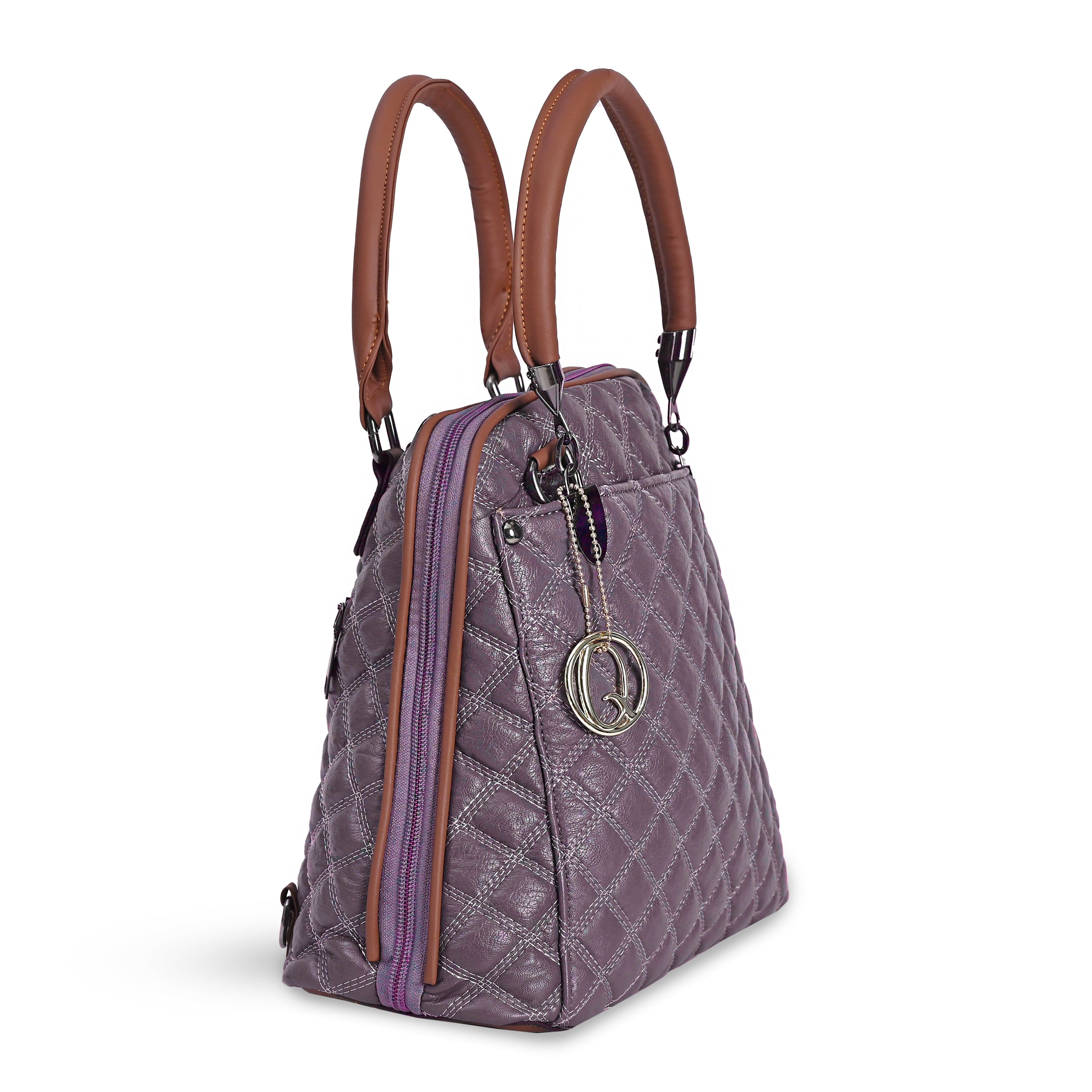 QIARRA Women's Purple Hobo Handbag – Classic Soft Shoulder Bag with Zipper Closure VB8031