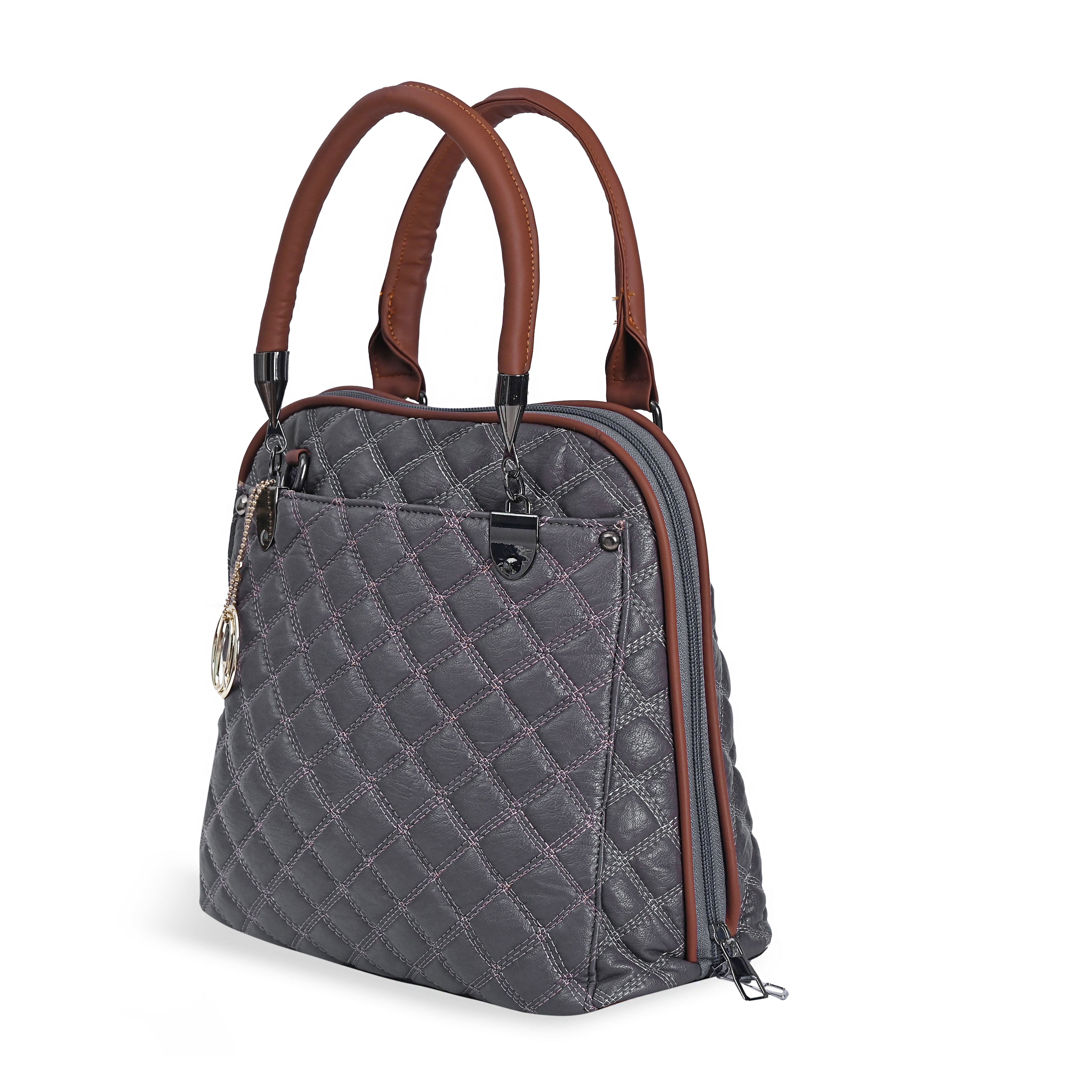 QIARRA  Women's Ash Grey Hobo Handbag – Classic Soft Shoulder Bag with Zipper Closure VB8027