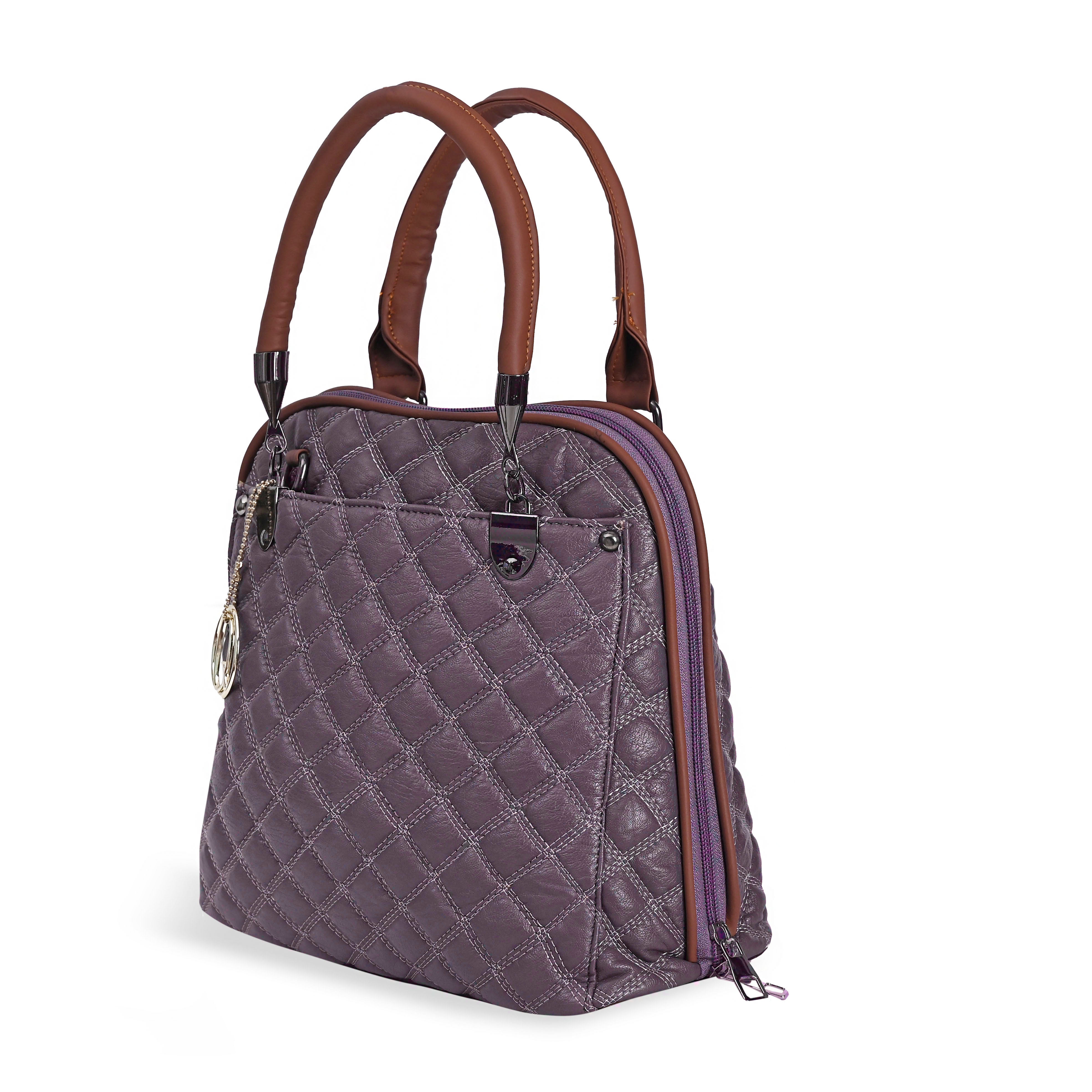 QIARRA Women's Purple Hobo Handbag – Classic Soft Shoulder Bag with Zipper Closure VB8031