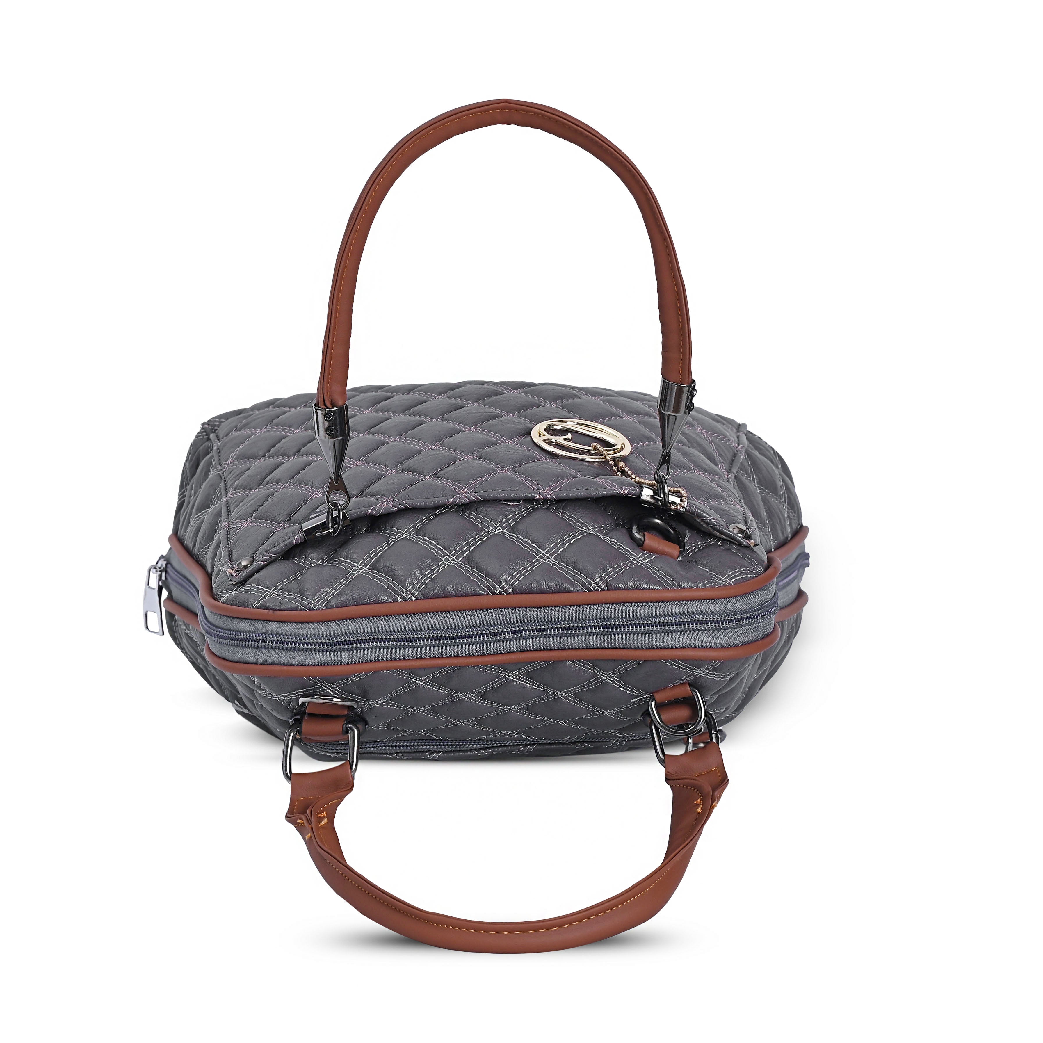 QIARRA  Women's Ash Grey Hobo Handbag – Classic Soft Shoulder Bag with Zipper Closure VB8027