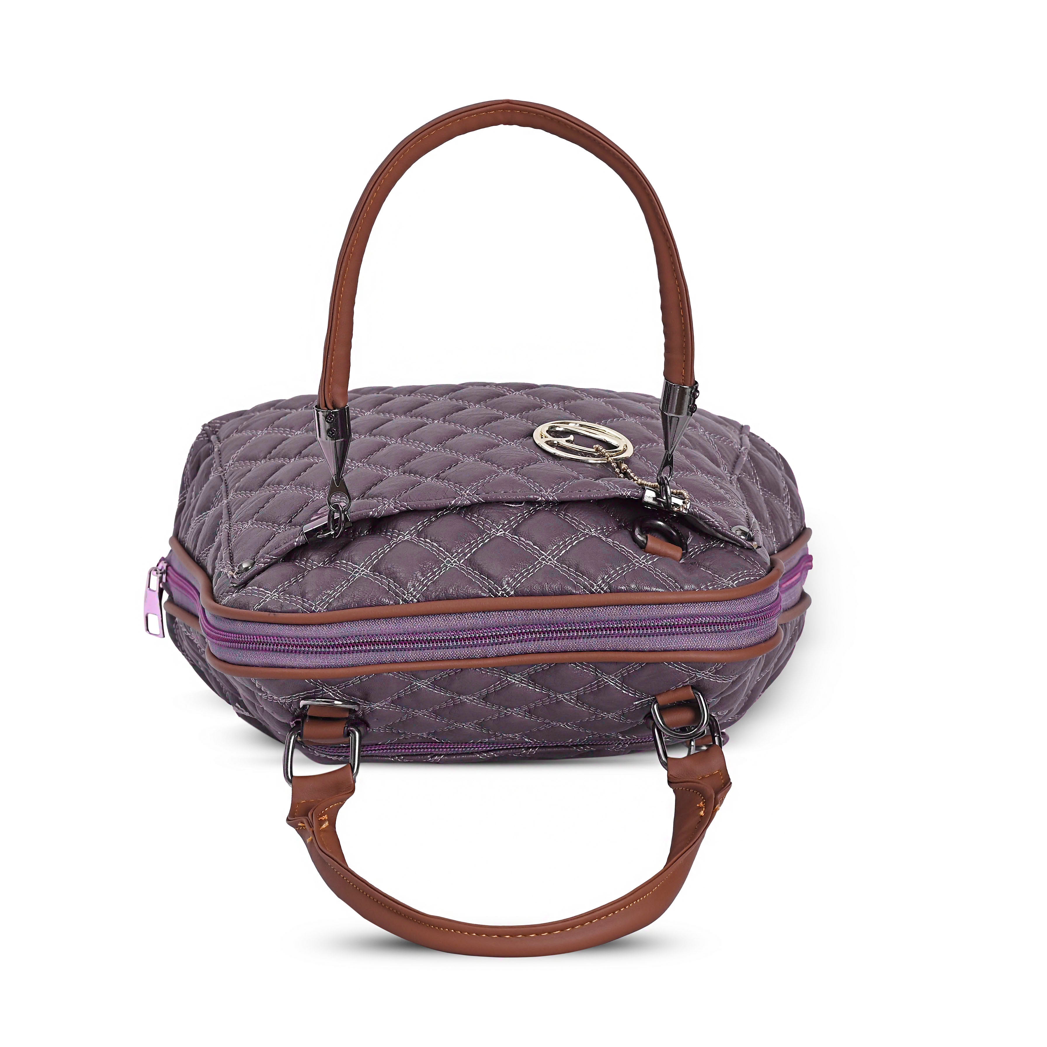 QIARRA Women's Purple Hobo Handbag – Classic Soft Shoulder Bag with Zipper Closure VB8031