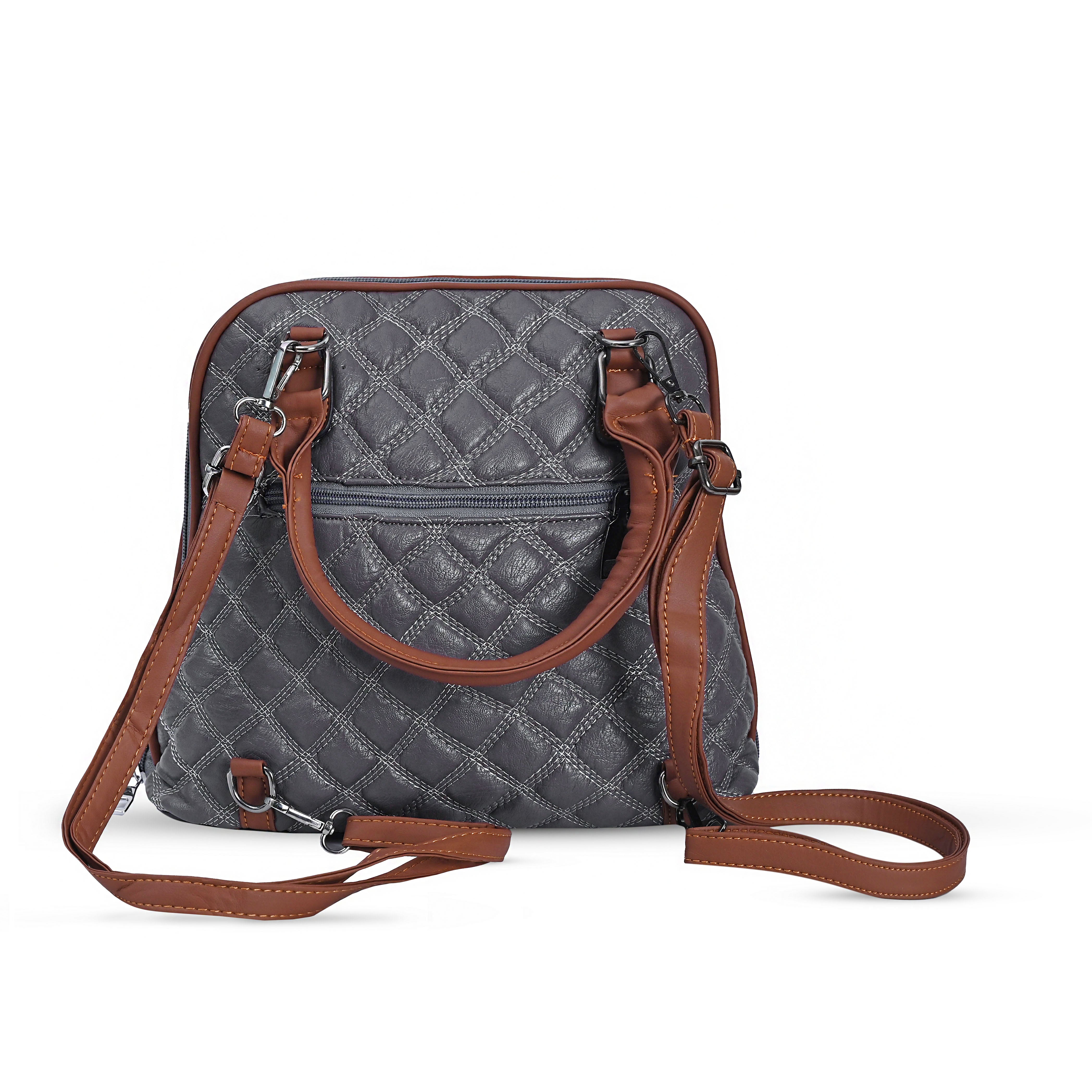 QIARRA  Women's Ash Grey Hobo Handbag – Classic Soft Shoulder Bag with Zipper Closure VB8027