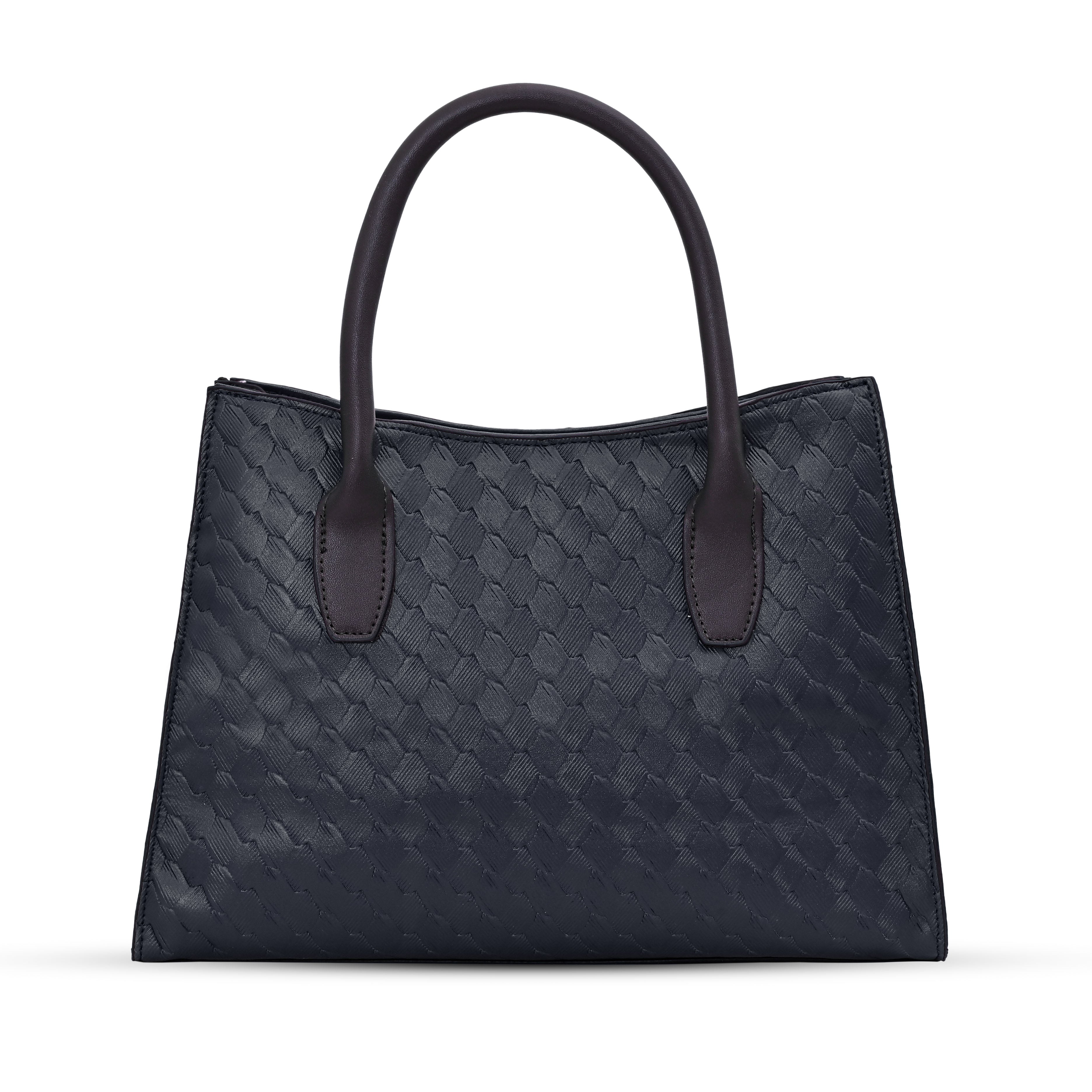 QIARRA Black Luxe Textured Synthetic Rexin Shoulder Bag with Detachable Strap VB8047