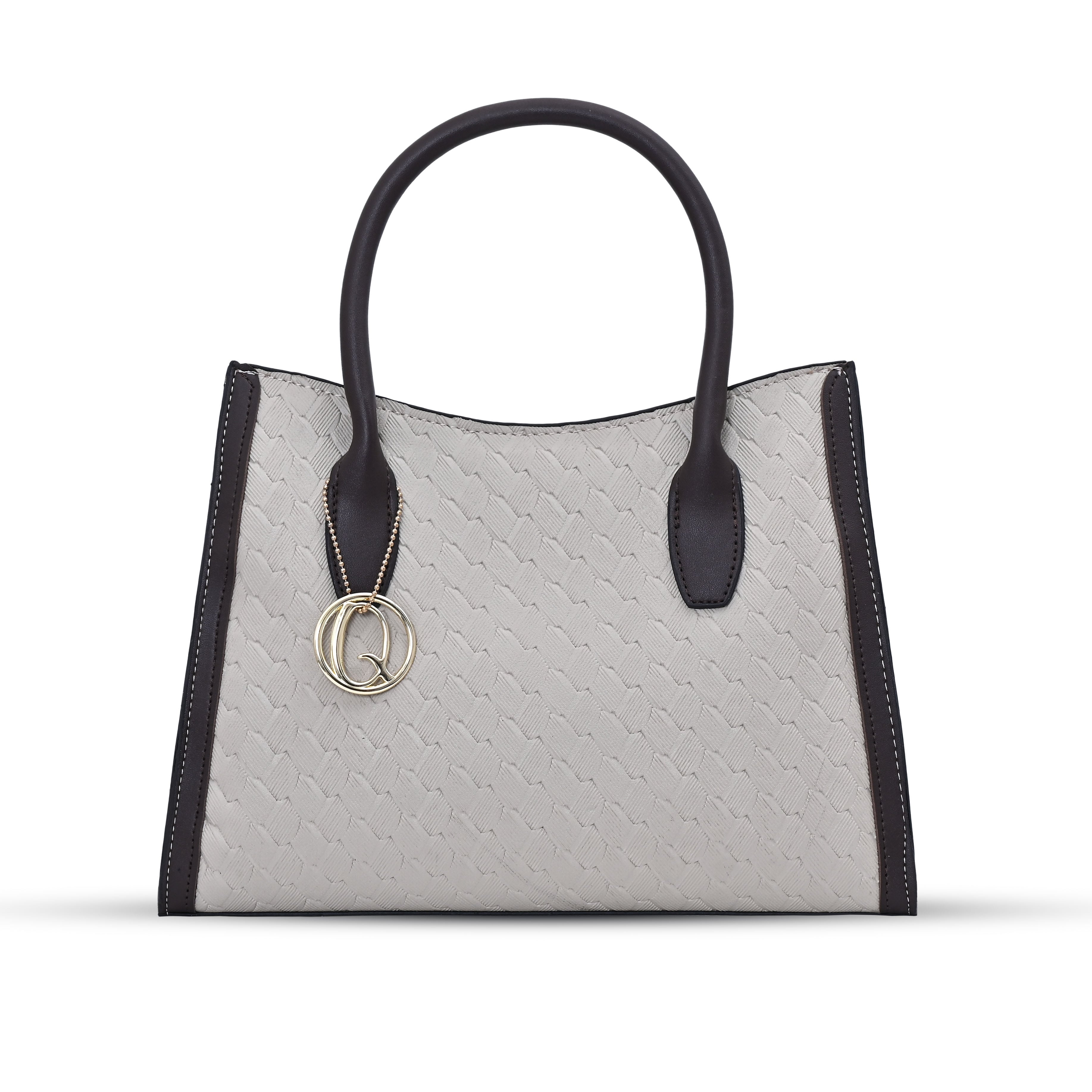 QIARRA White Luxe Textured Synthetic Rexin Shoulder Bag with Detachable Strap VB8049