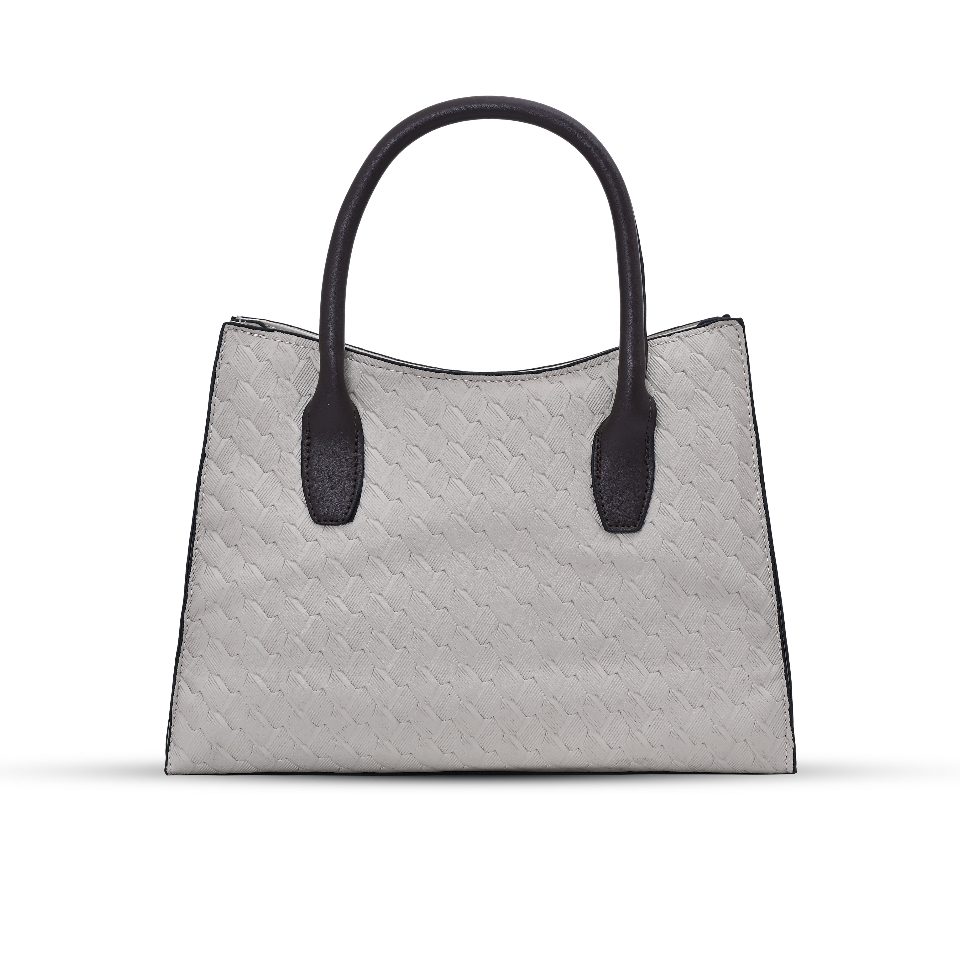 QIARRA White Luxe Textured Synthetic Rexin Shoulder Bag with Detachable Strap VB8049