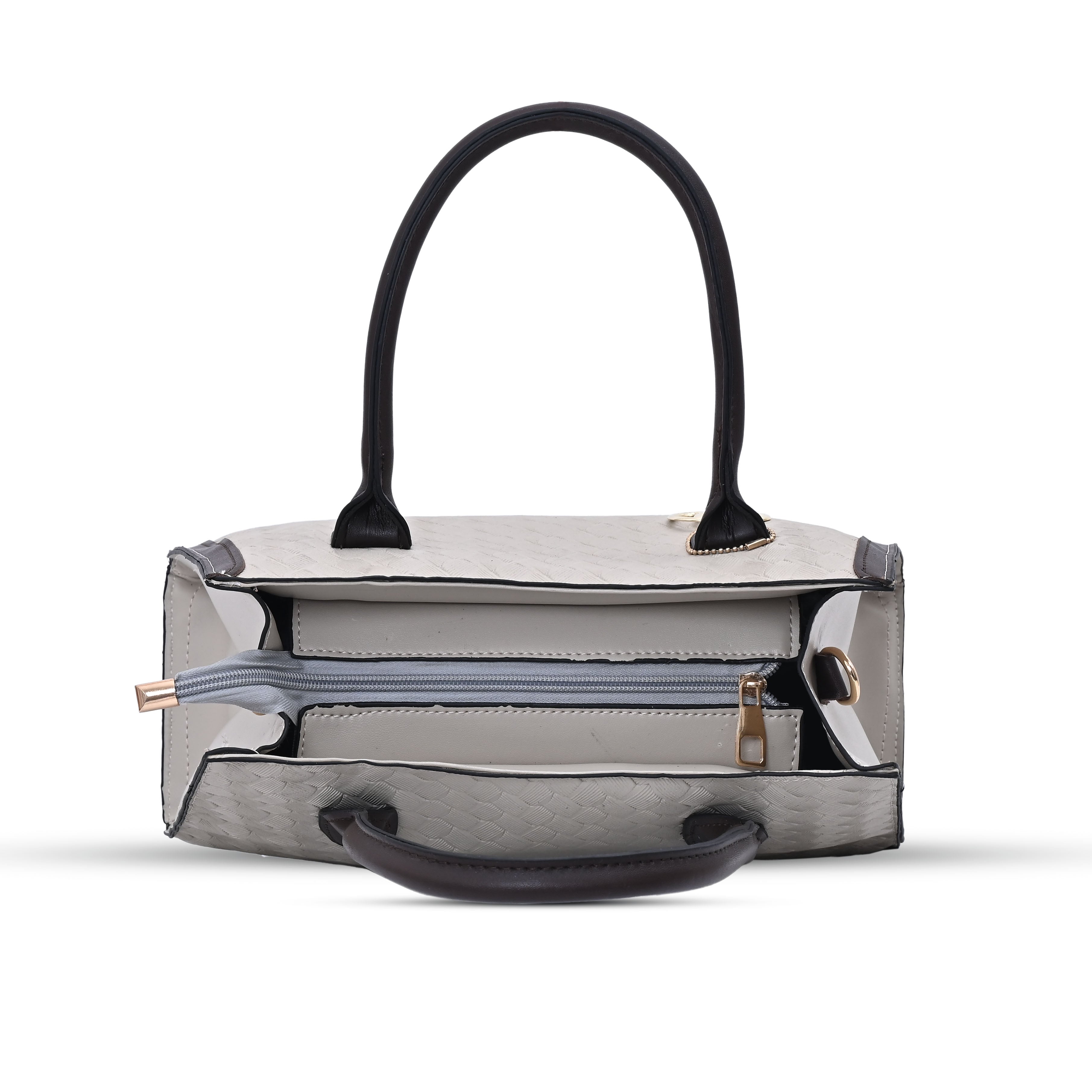 QIARRA White Luxe Textured Synthetic Rexin Shoulder Bag with Detachable Strap VB8049