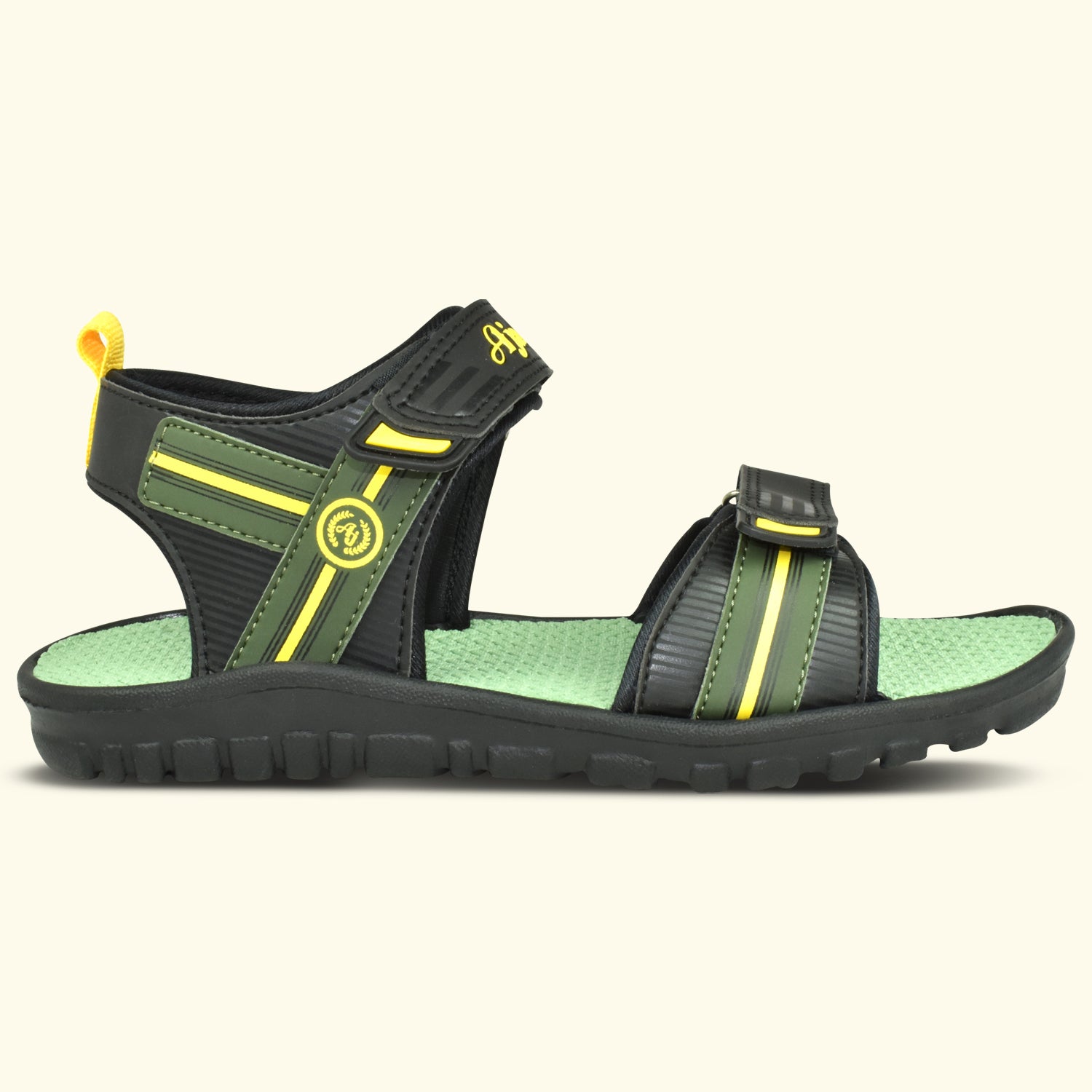 Ajanta Men's Black Slip-On Outdoor Sandals | Durable Synthetic Upper | Lightweight EVA Sole | Comfortable Velcro Sandal EG2017