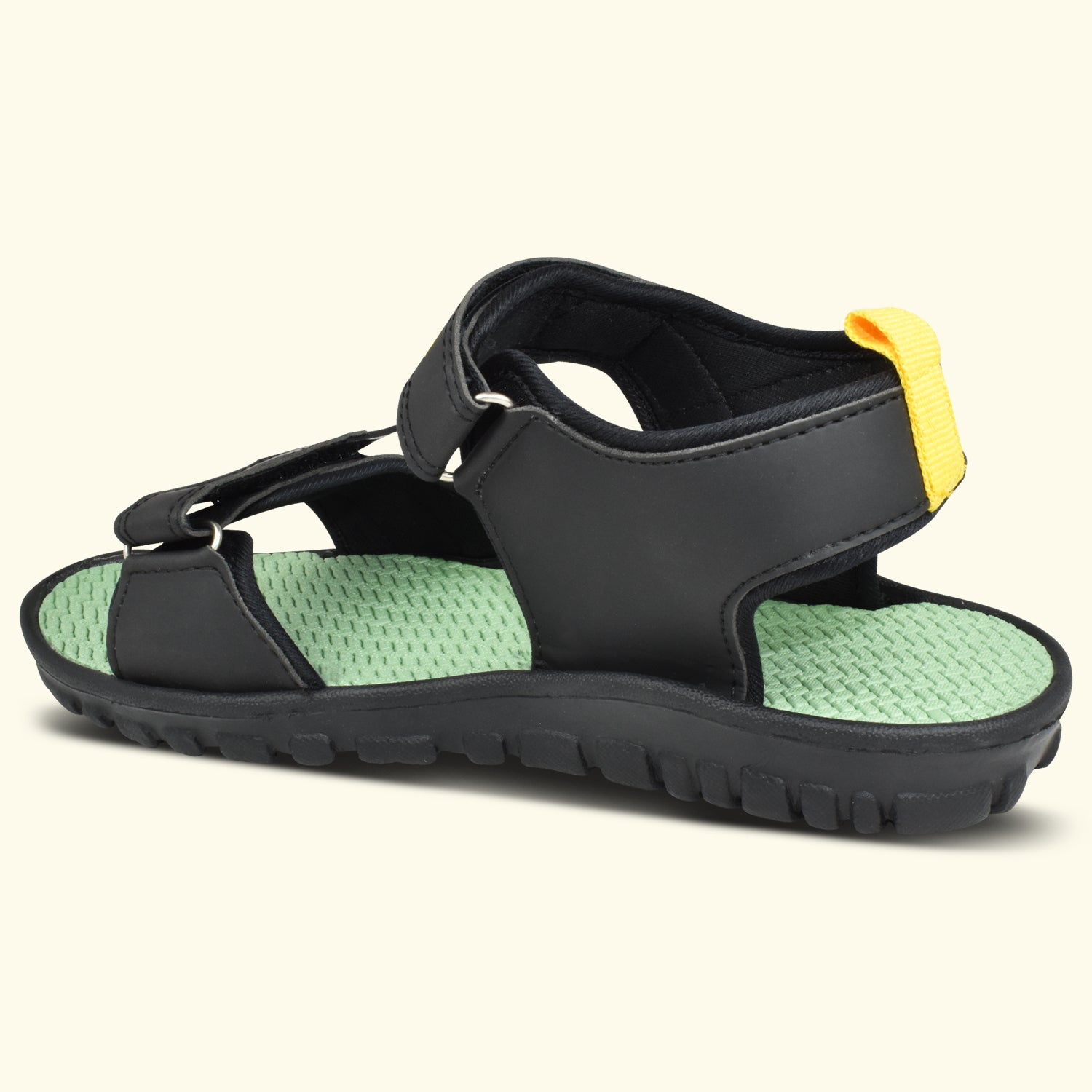 Ajanta Men's Black Slip-On Outdoor Sandals | Durable Synthetic Upper | Lightweight EVA Sole | Comfortable Velcro Sandal EG2017