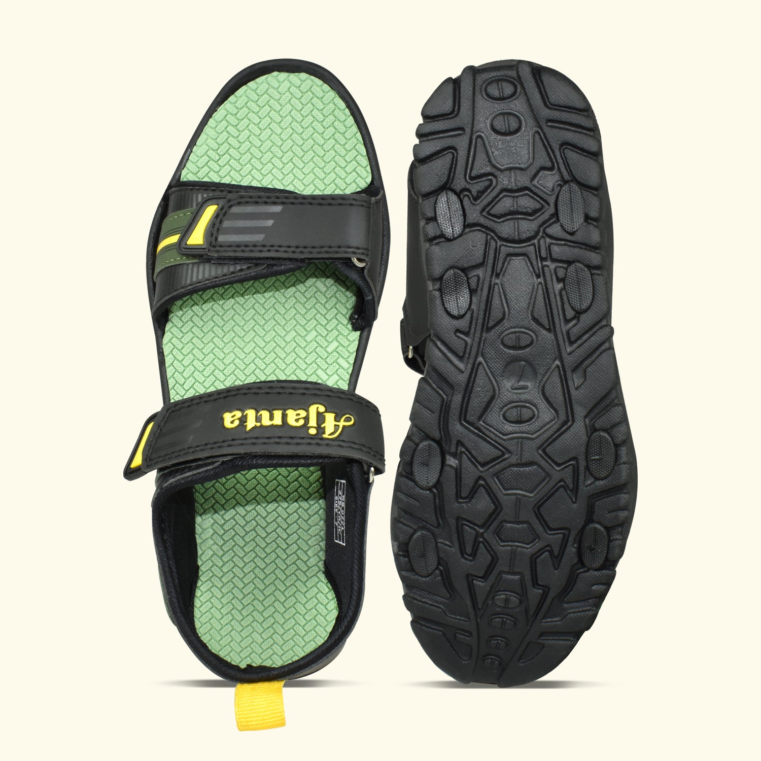 Ajanta Men's Black Slip-On Outdoor Sandals | Durable Synthetic Upper | Lightweight EVA Sole | Comfortable Velcro Sandal EG2017