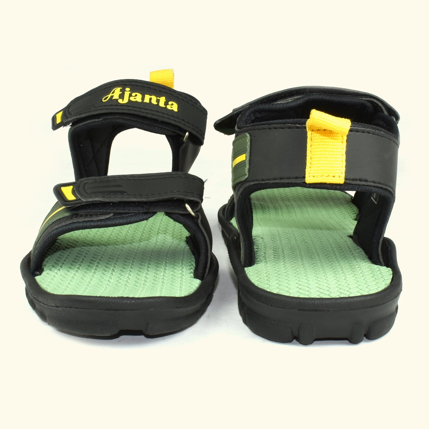 Ajanta Men's Black Slip-On Outdoor Sandals | Durable Synthetic Upper | Lightweight EVA Sole | Comfortable Velcro Sandal EG2017