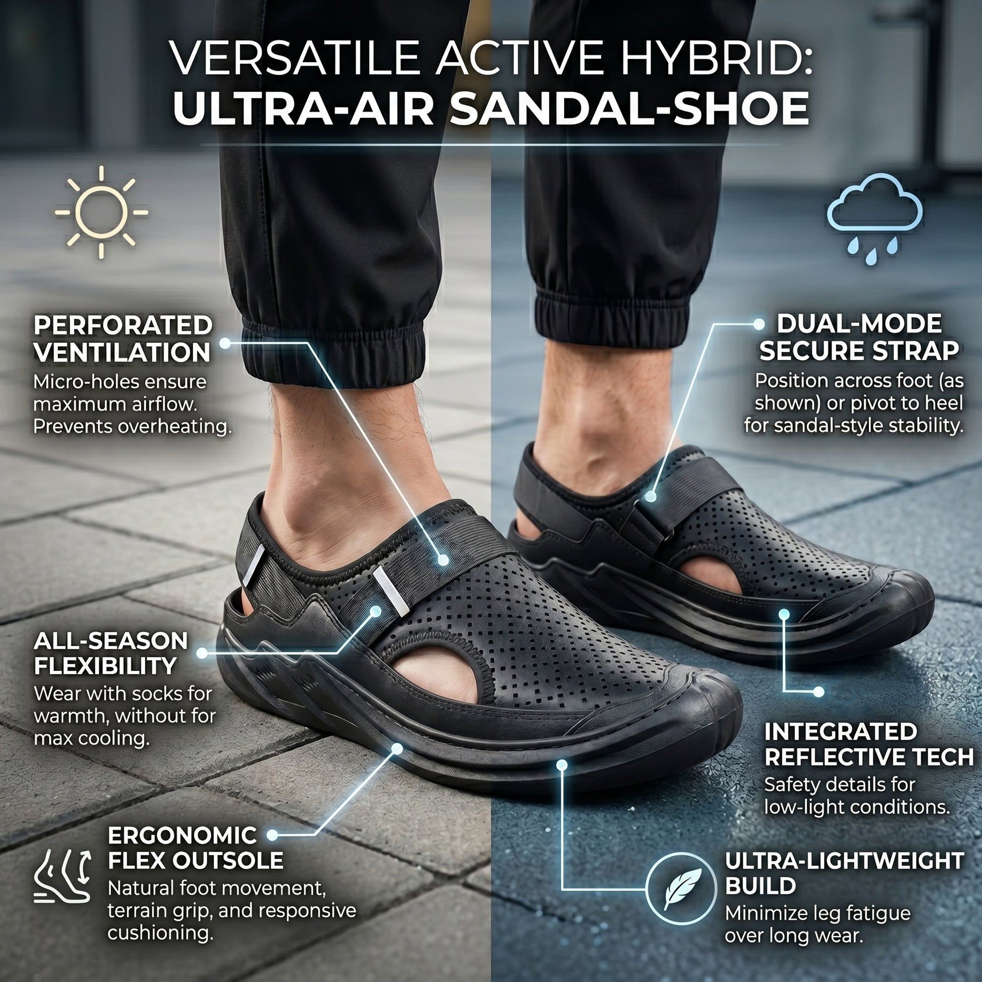 AJANTA Men's Roman Sandals | PVC Molded Water Resistant Sandals for Men | Lightweight Breathable Walking Sandals | Rainy Season Outdoor Casual Daily Wear Footwear