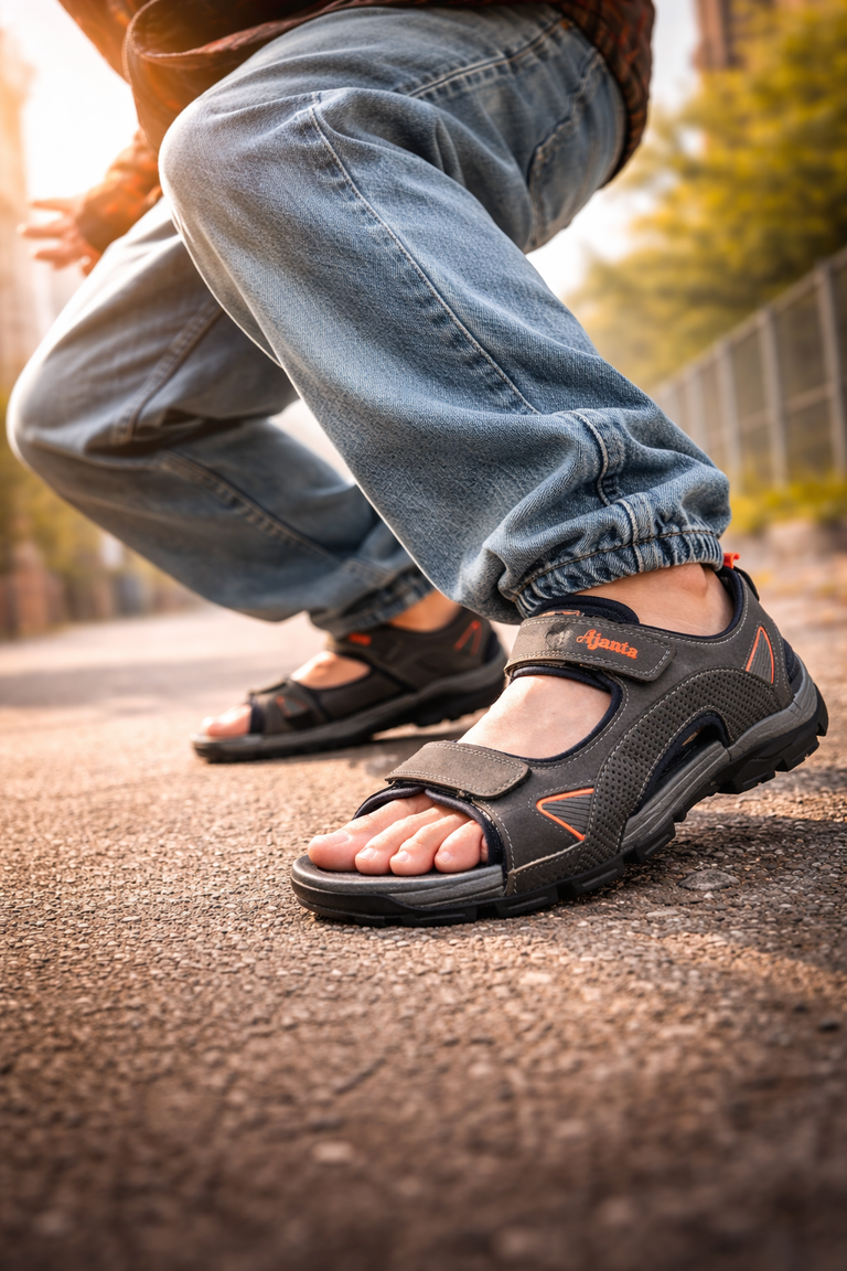 Ajanta Men’s Sports Sandals with Velcro Closure