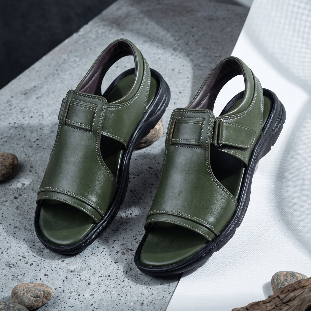 AJANTA Premium Adjustable Sandals For Men | Lightweight Breathable Walking Footwear | Comfortable Velcro Straps Sandal Cushioned Open Toe For Daily Wear Office, Travel, Outdoor & Ethnic Puja Sandals