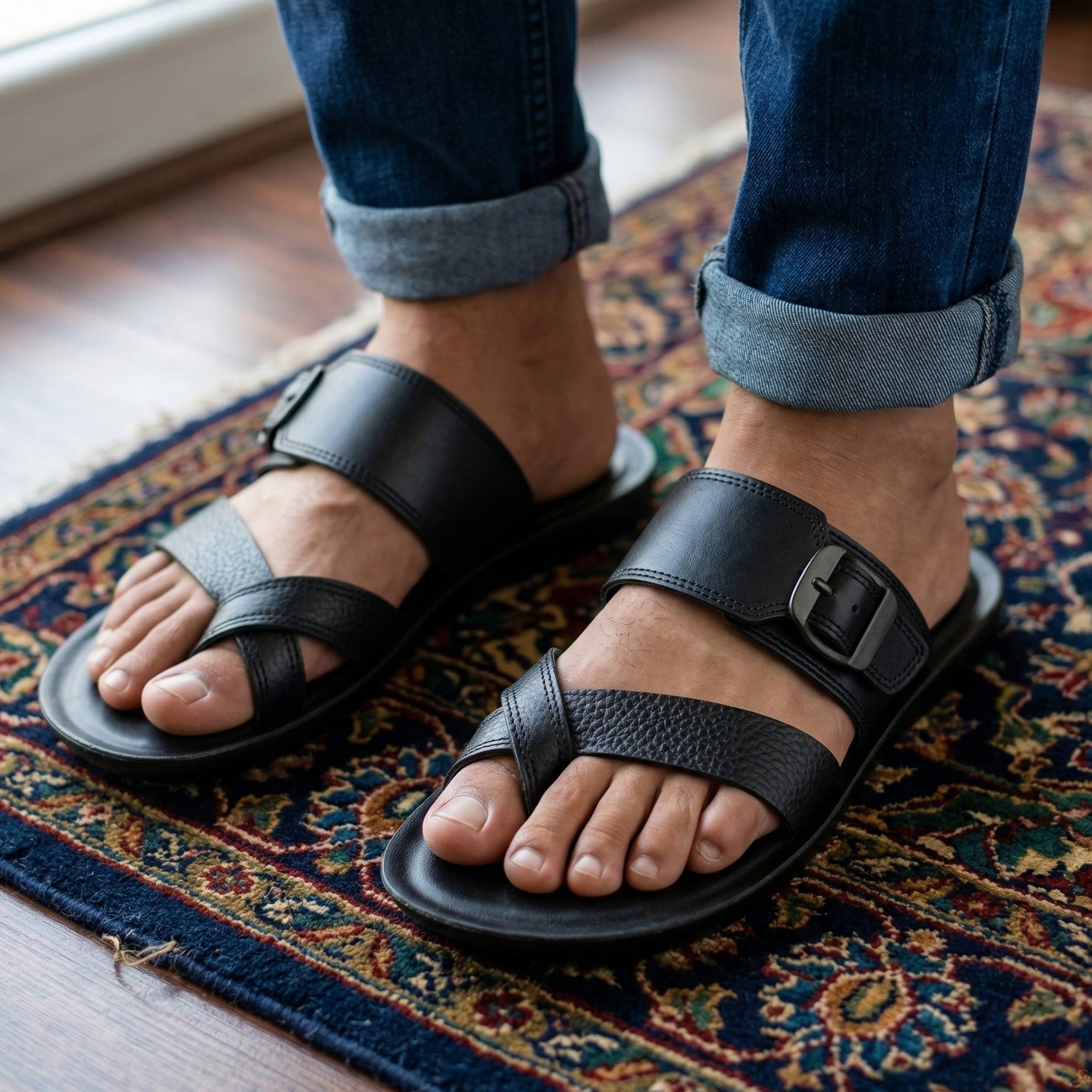 Ajanta Men’s Tan Slip-On Sandals for All-Day Comfort