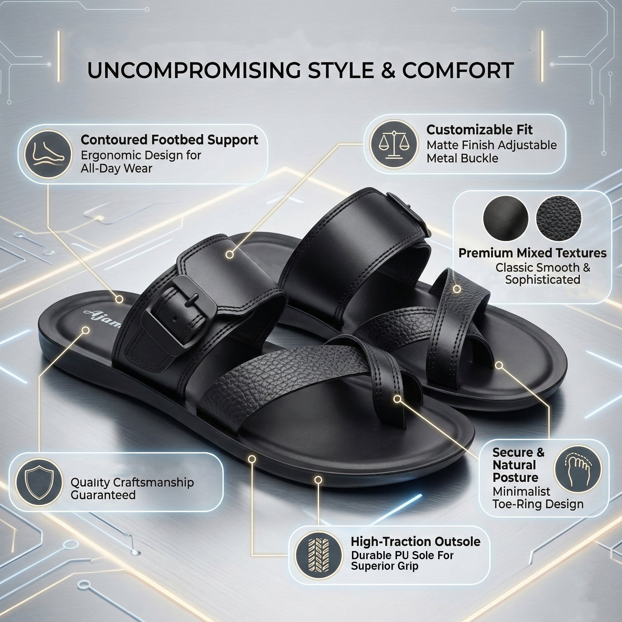 Ajanta Men’s Tan Slip-On Sandals for All-Day Comfort