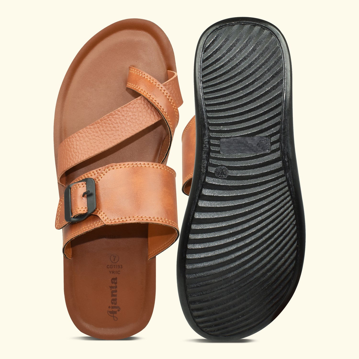 AJANTA Tan All-Day Comfort Slippers for Men | Casual Flip-Flop | Home Use | Daliy-Wear | Anti Slip For Men's EG3014
