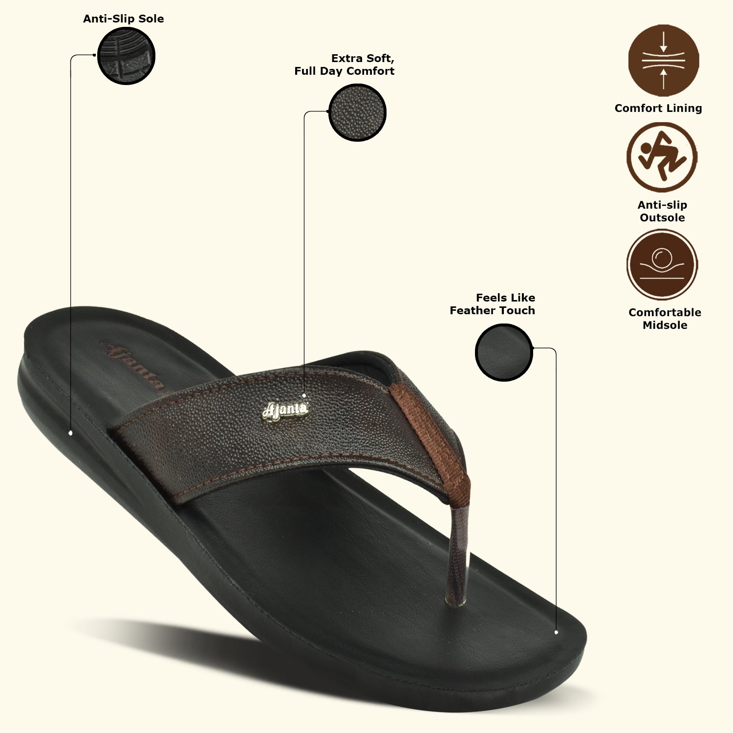 Ajanta Classic Slippers for Men | Stylish, Comfortable,Anti Skid, Soft Daily Use Chappal EG3020