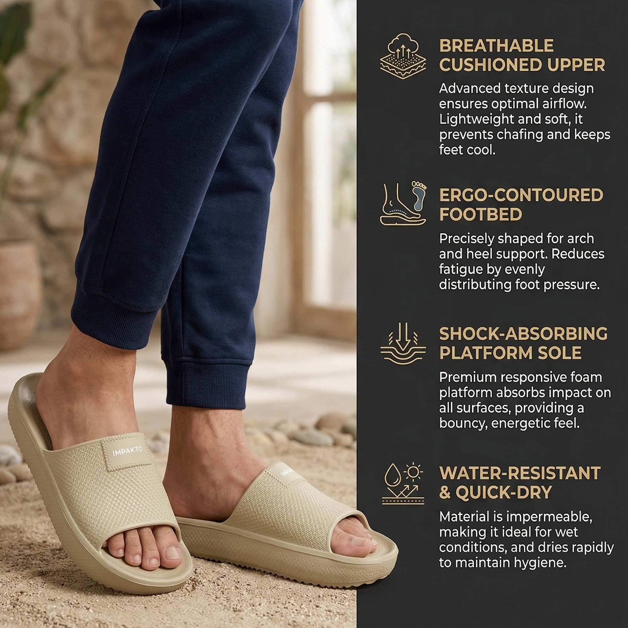 Ajanta Men’s Lightweight Non-Slip Sliders