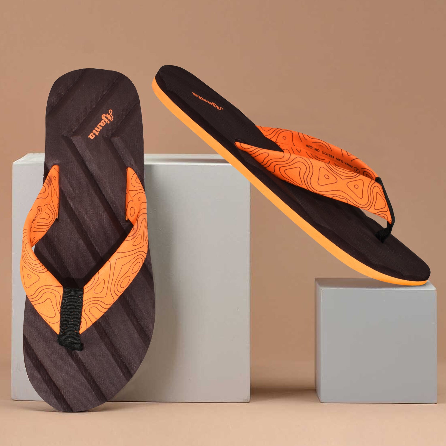 Ajanta Men's Brown Slip-On Chappal | Lightweight EVA Sole | Durable Synthetic Upper | Comfortable Daily Sandal EG3035