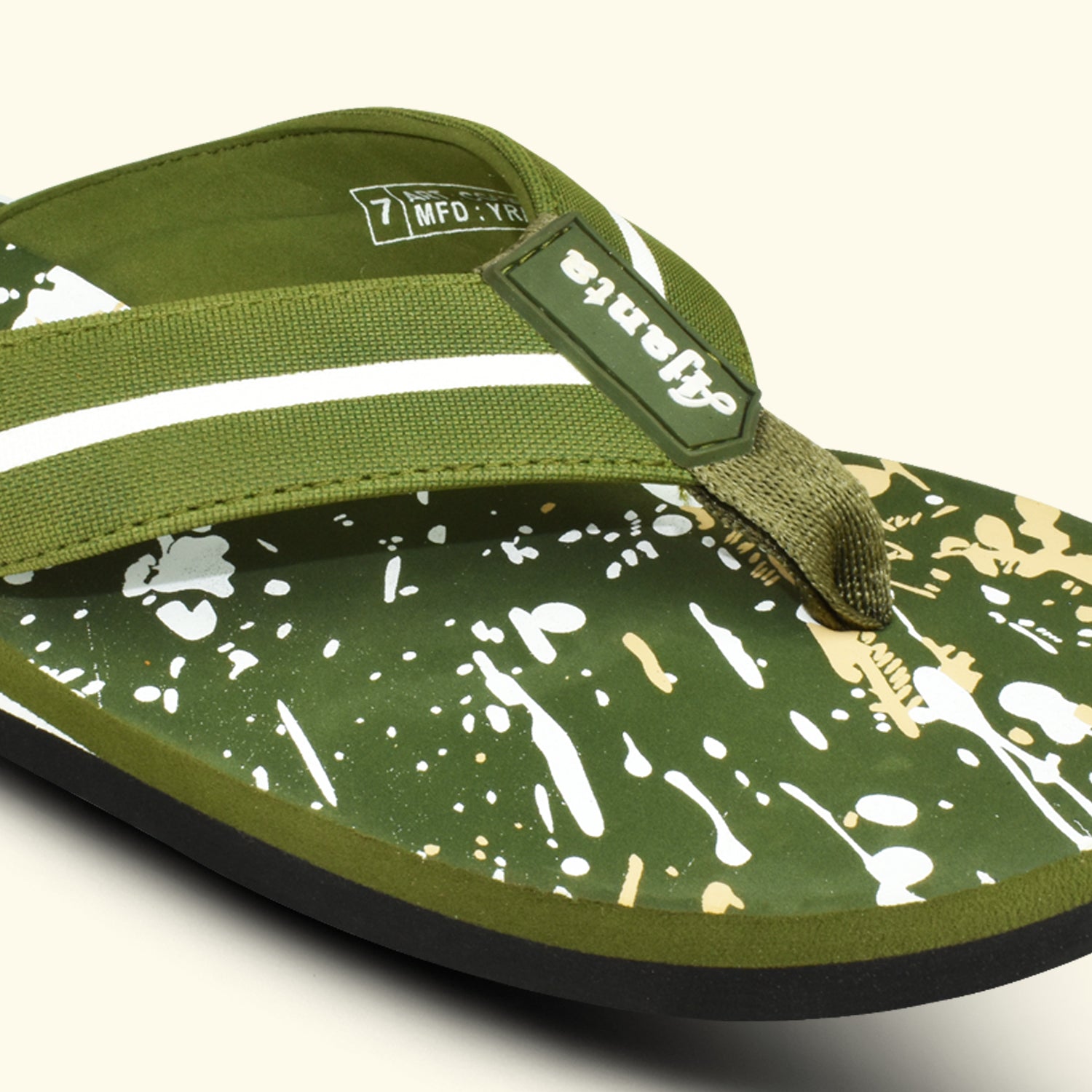 Ajanta Men’s Green Slip-On Chappal | Durable Synthetic Upper | Lightweight EVA Sole | Comfortable Everyday Wear Slipper