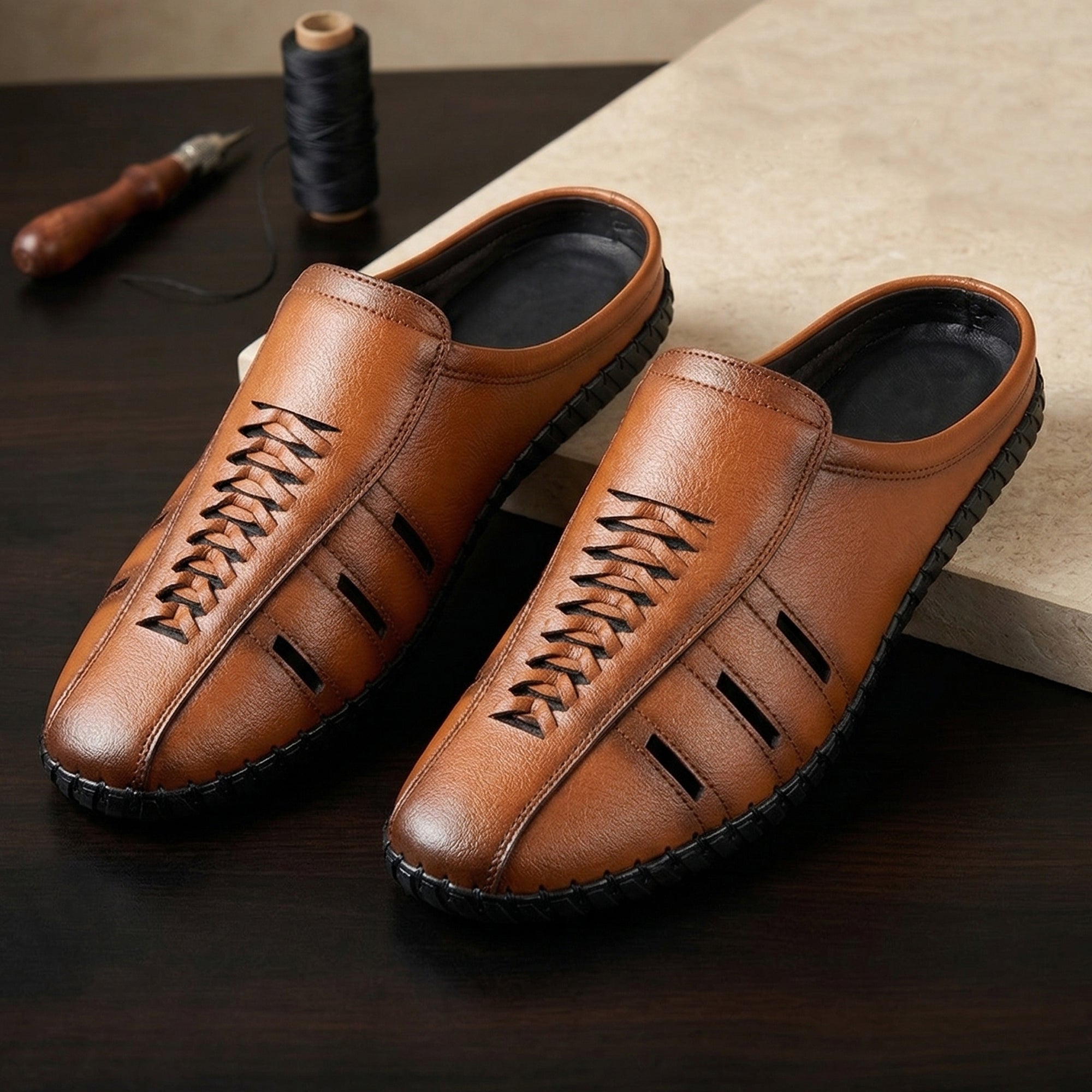 Imperio Men’s Laser-Cut Mules