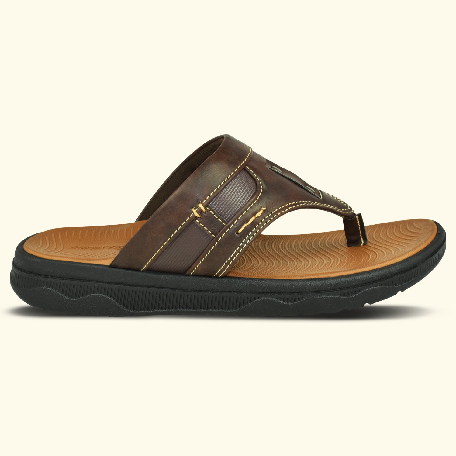 Ajanta Men Brown V-Style Cushioned Footbed Sandal EG3041