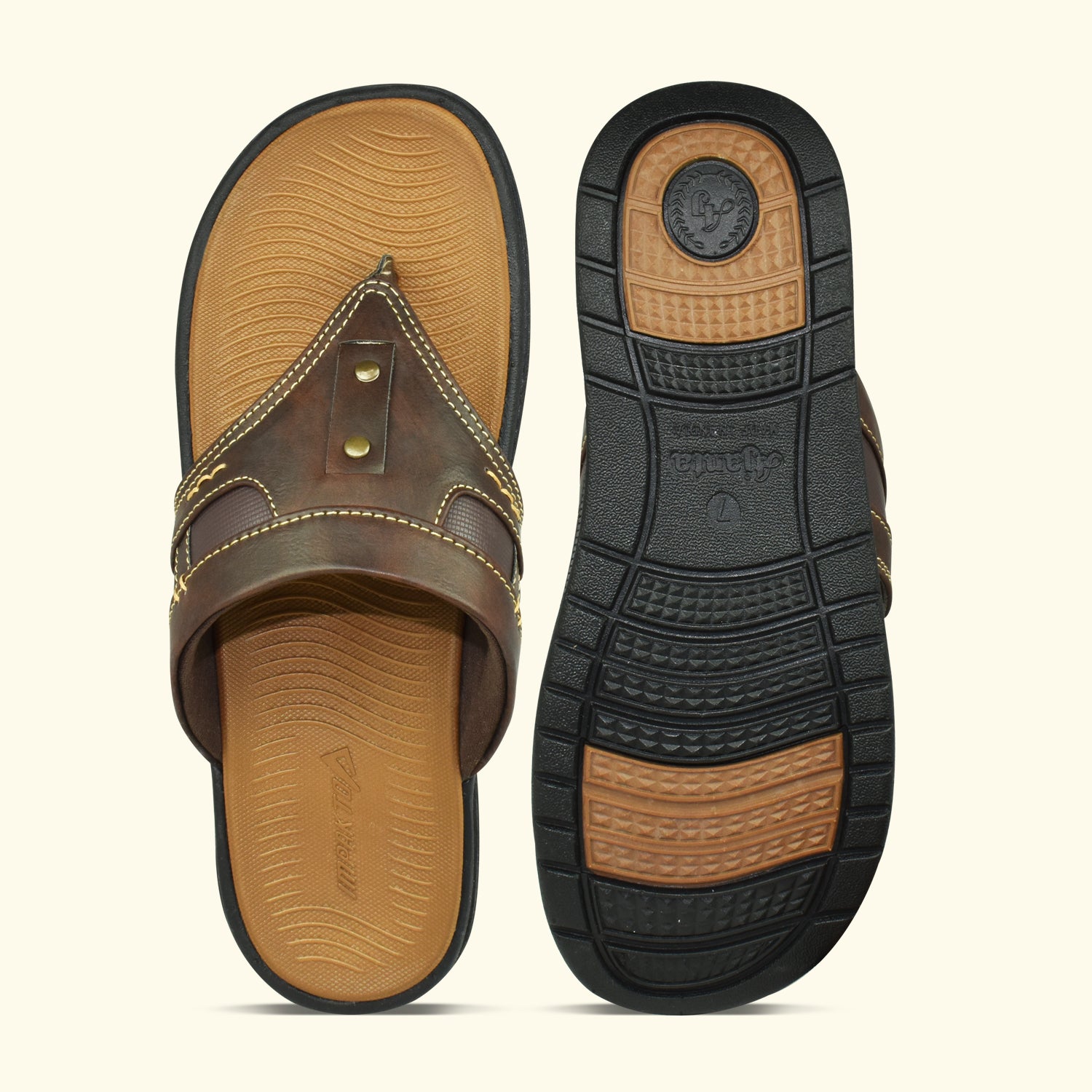 Ajanta Men Brown V-Style Cushioned Footbed Sandal EG3041