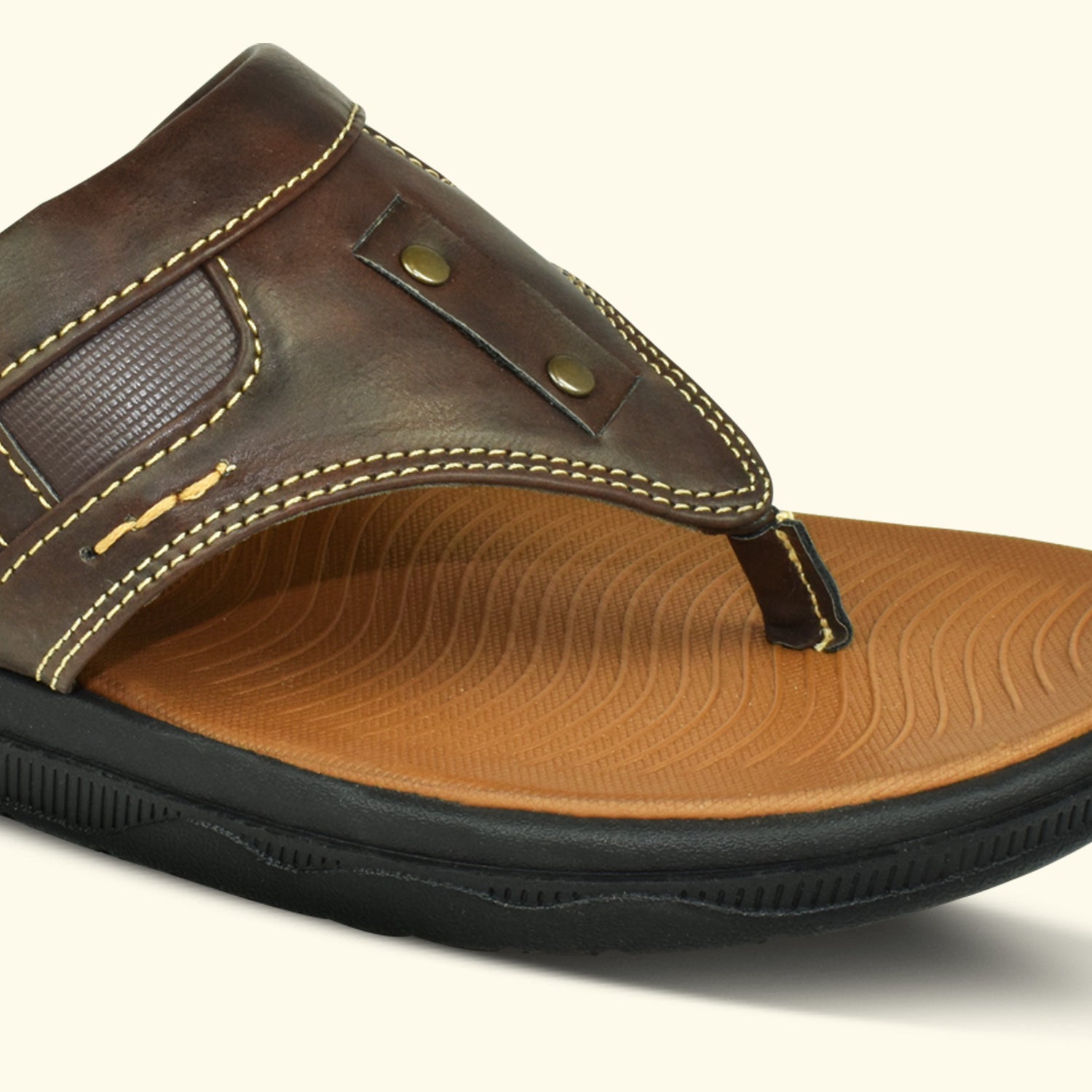 Ajanta Men Brown V-Style Cushioned Footbed Sandal EG3041